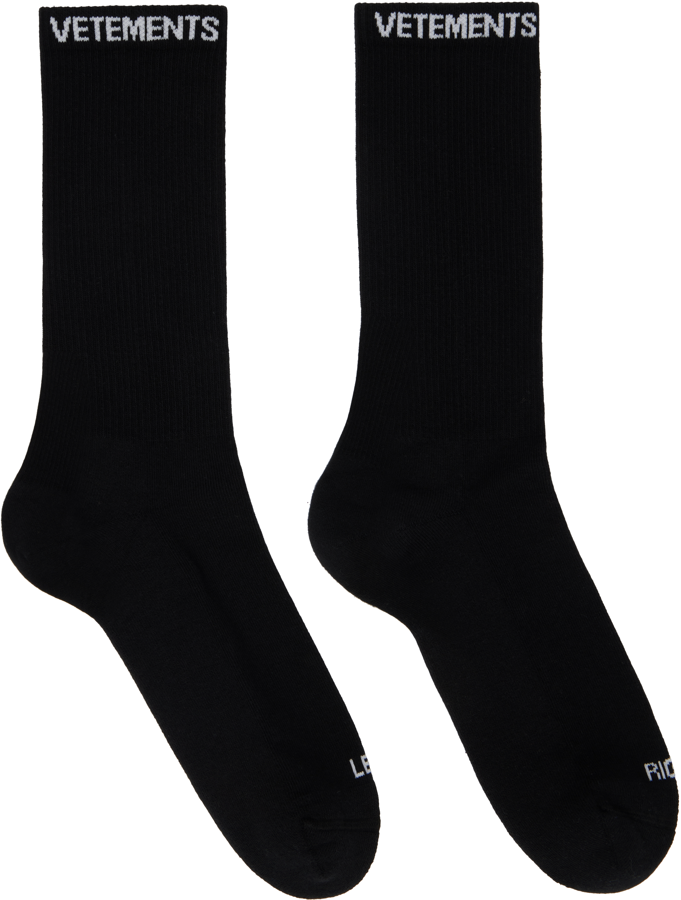 Black 'VETEMENTS' Logo Socks