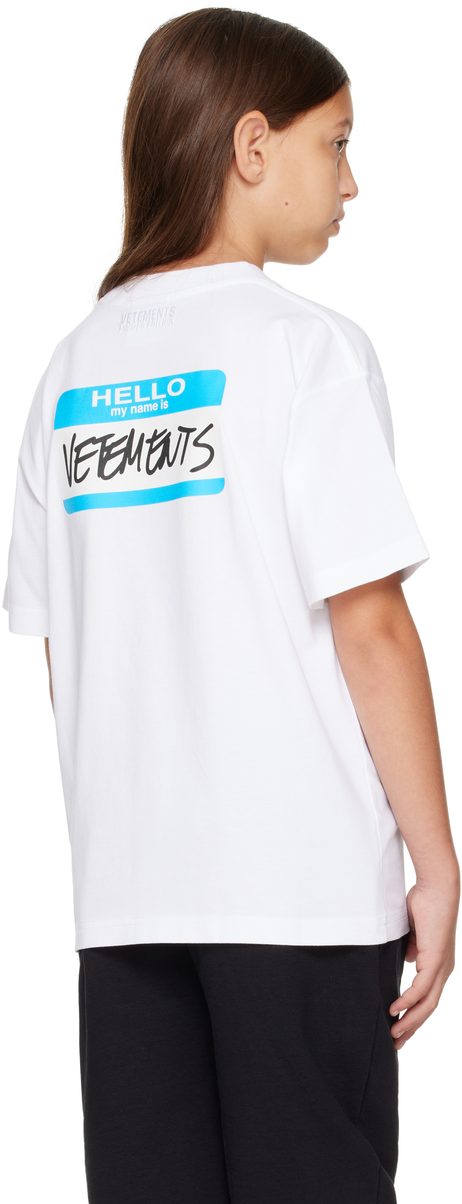 Vetements Kids White 'my Name Is ' T-shirt In White