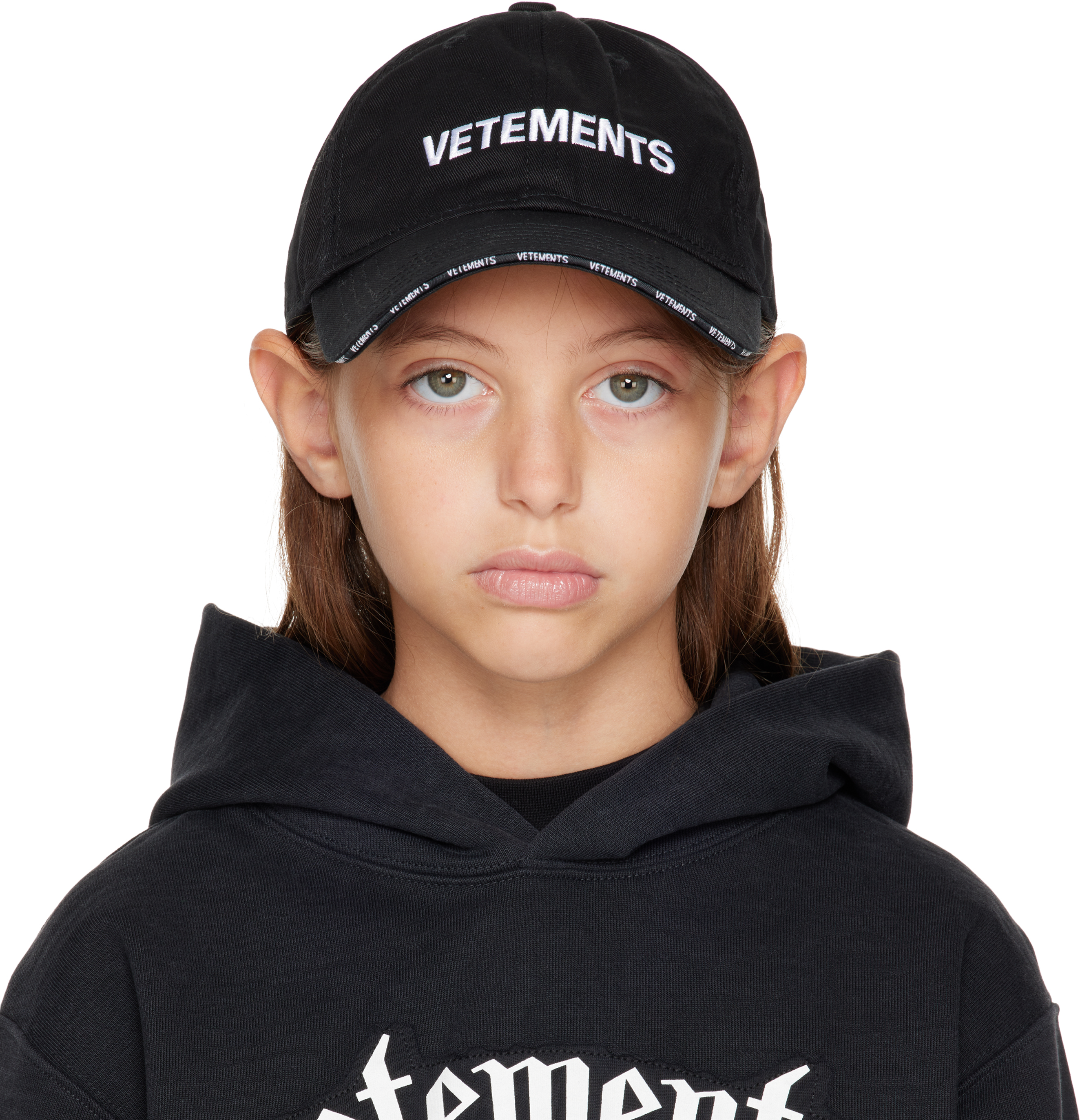 Kids Black Iconic Logo Cap