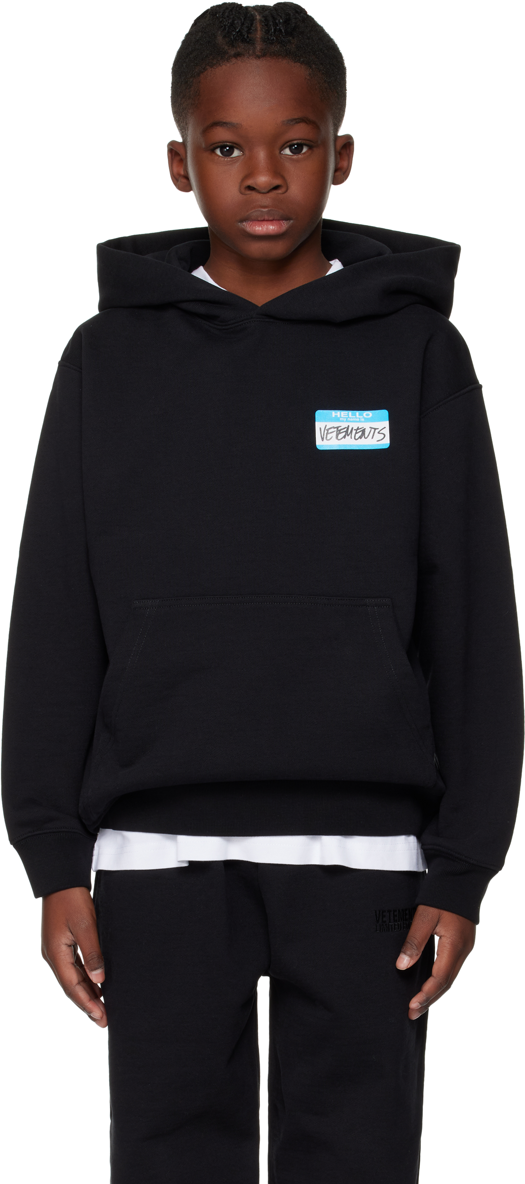 トップス VETEMENTS Hello my name is Hoodie VETEMENTS Men's Hello My Name Is Hoodie in Black Vetements