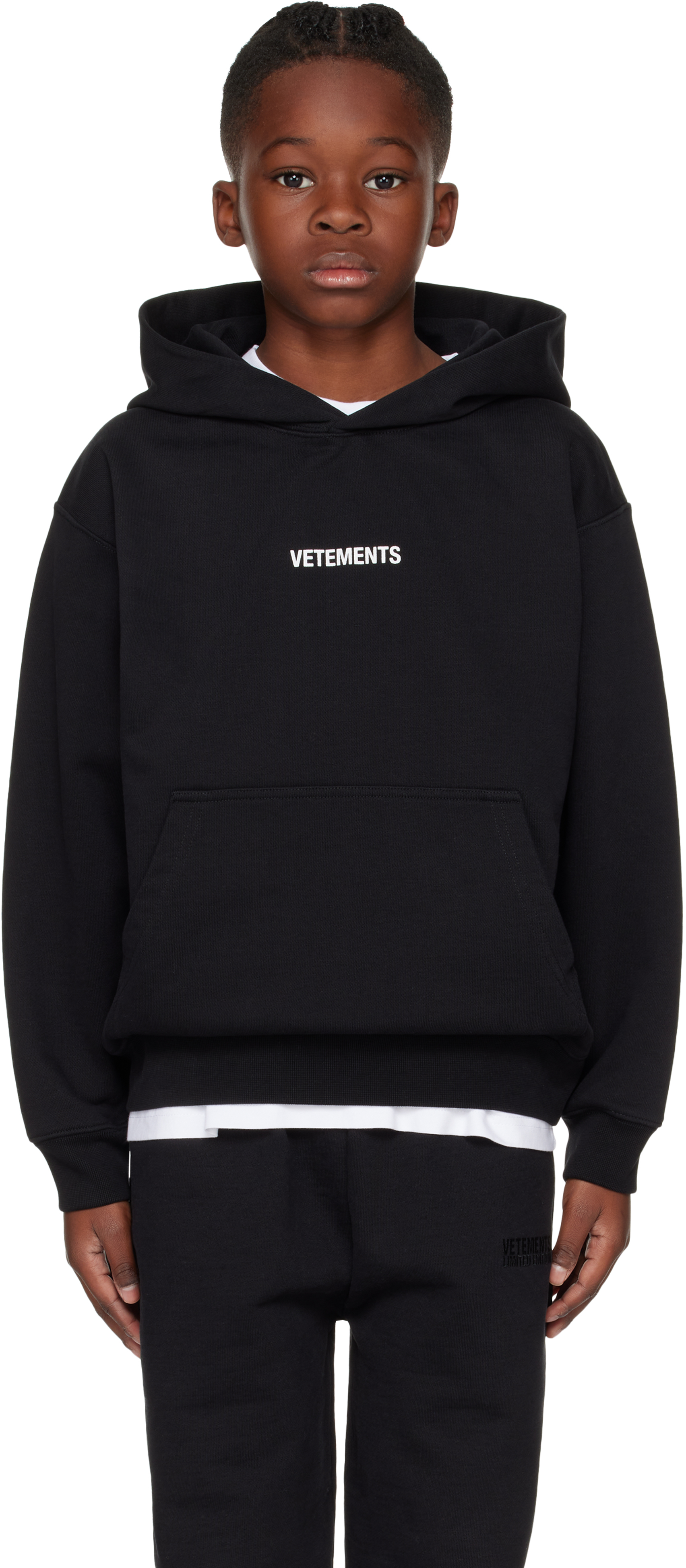 Shop Vetements Kids Black Logo Hoodie