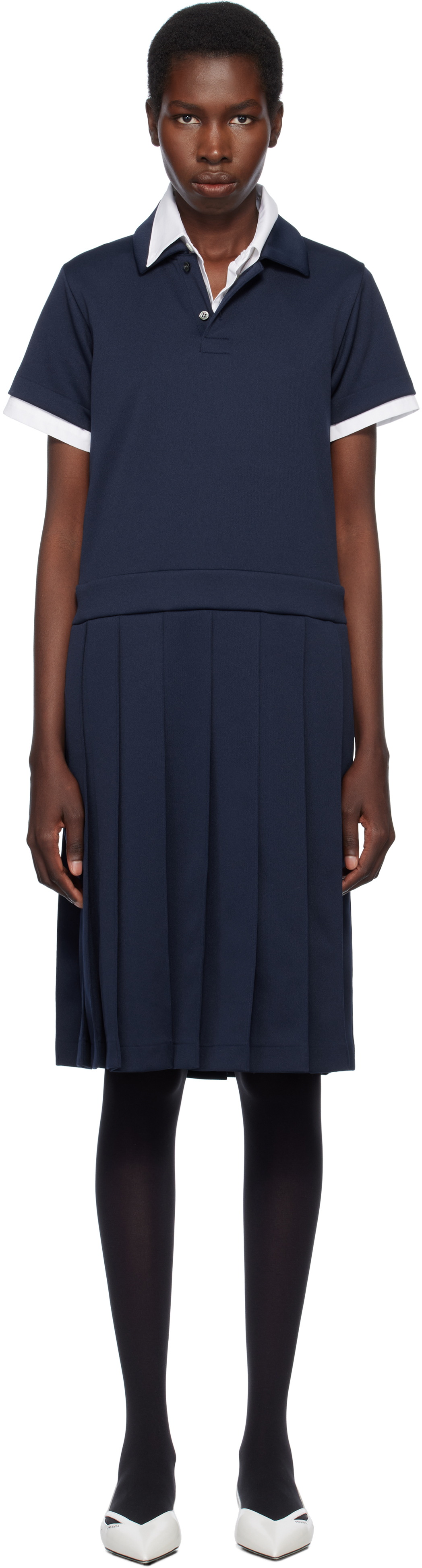 Comme Des Garcons Girl Navy Polyester Jersey Midi Dress