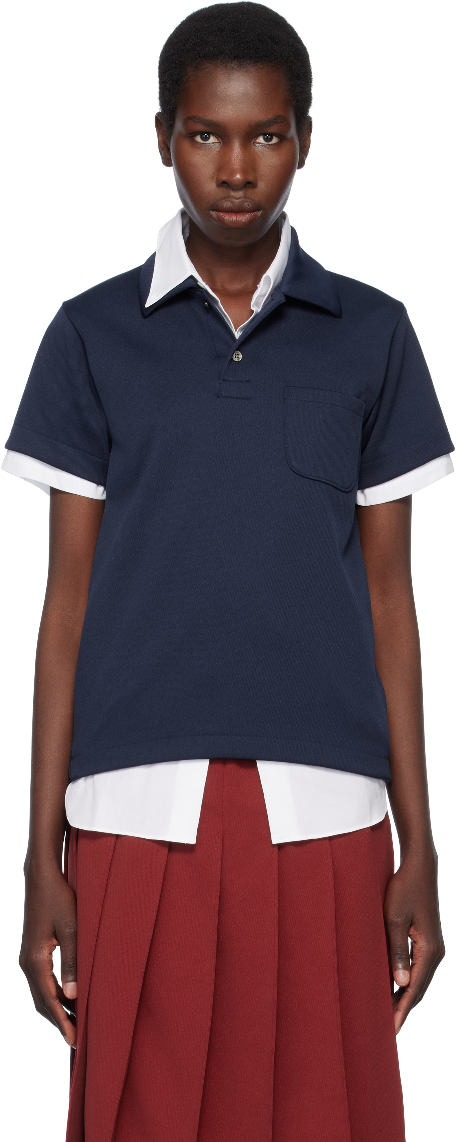 Navy Polyester Jersey Polo