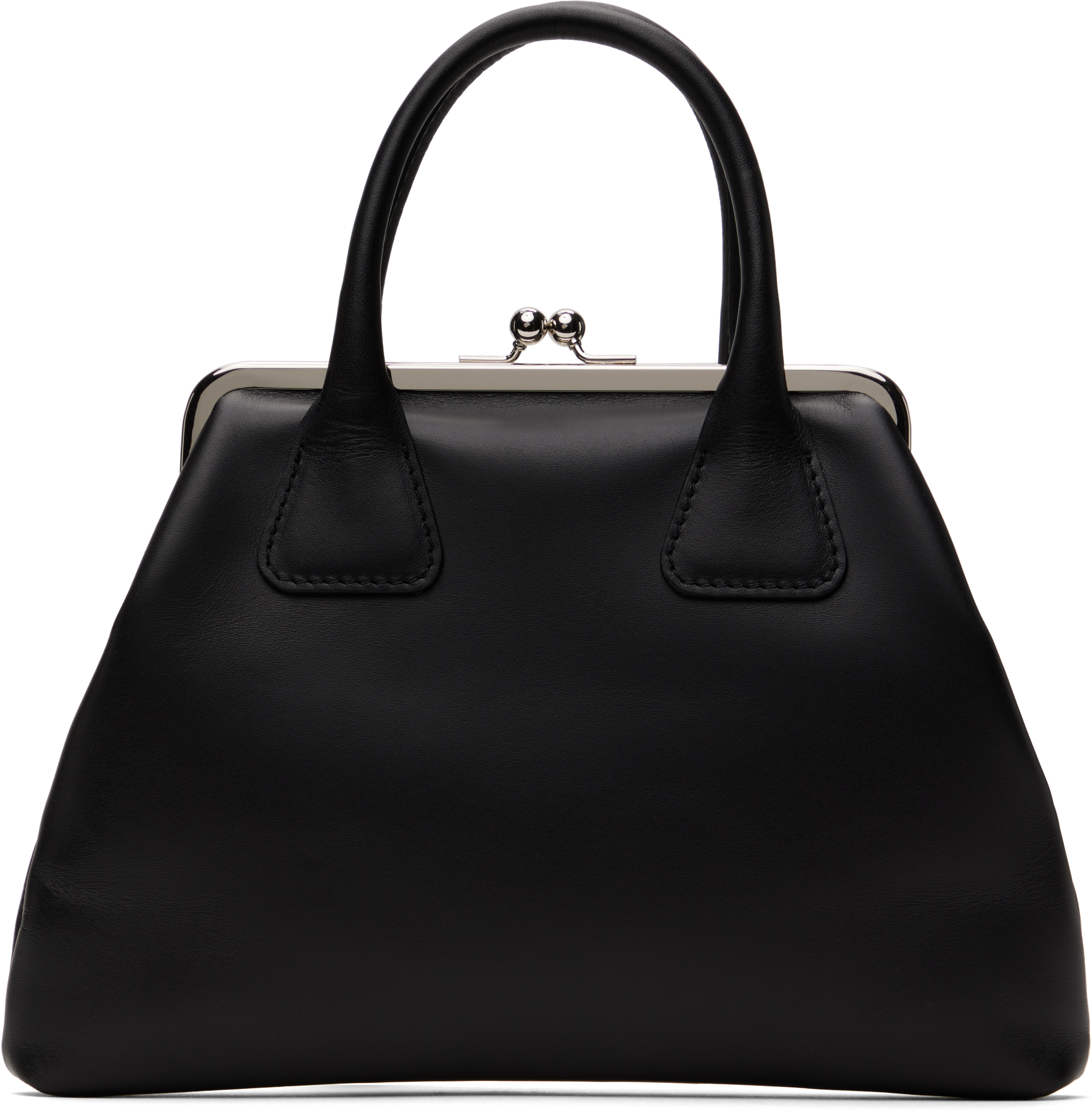 Black Small Leather Kiss Clasp Bag