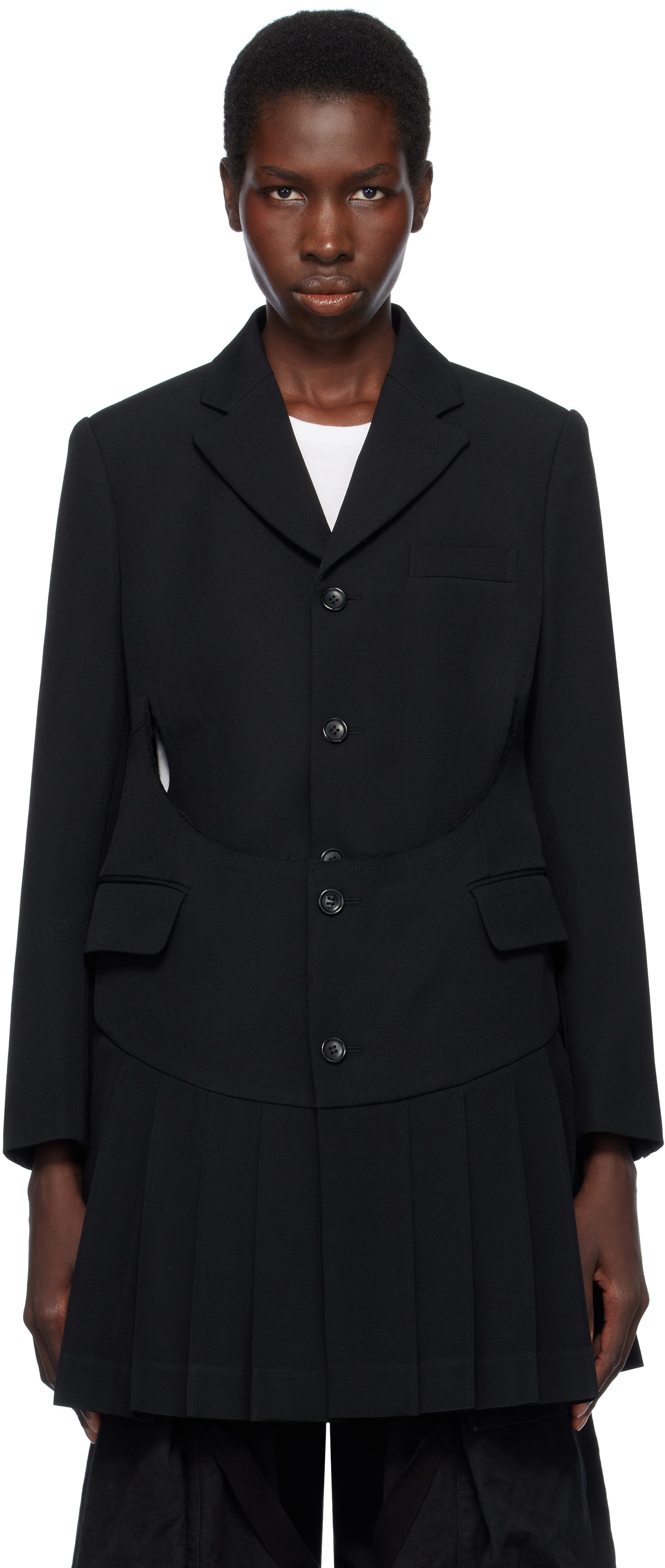COMME DES GARÇONS BLACK WOOL GABARDINE MEDIUM BLAZER