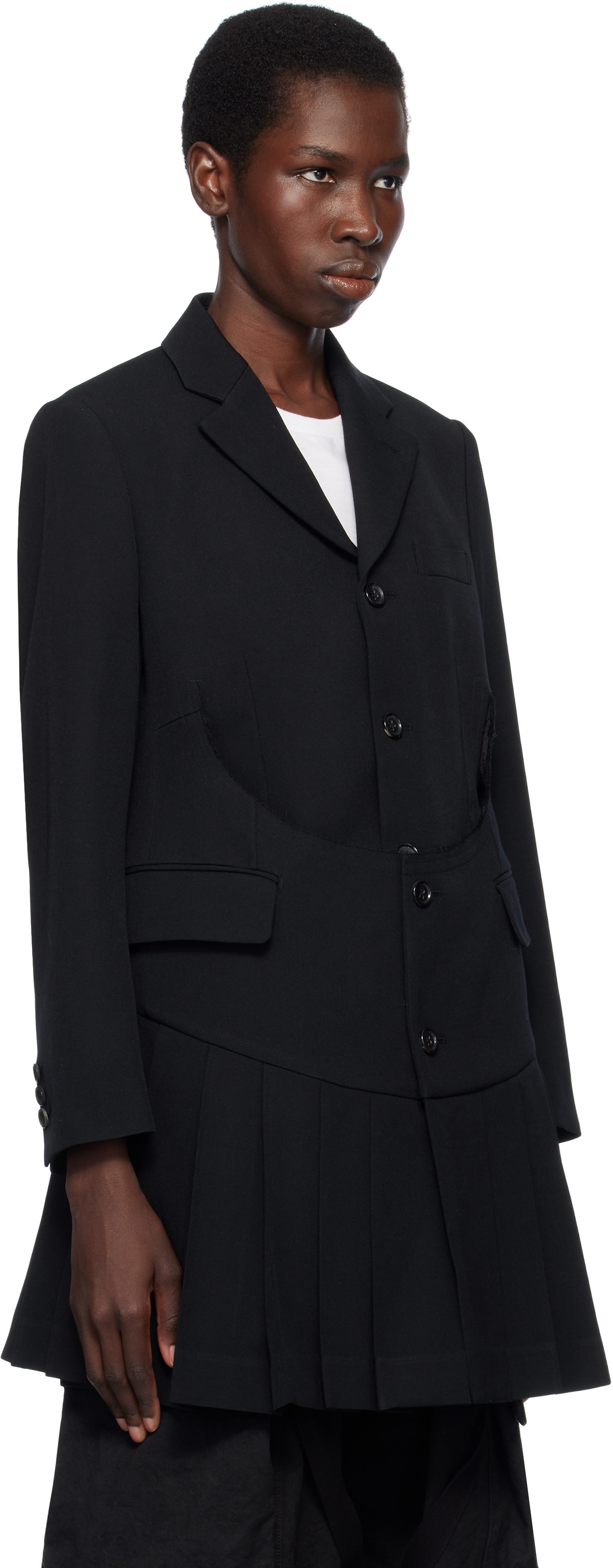 COMME DES GARÇONS BLACK WOOL GABARDINE MEDIUM BLAZER