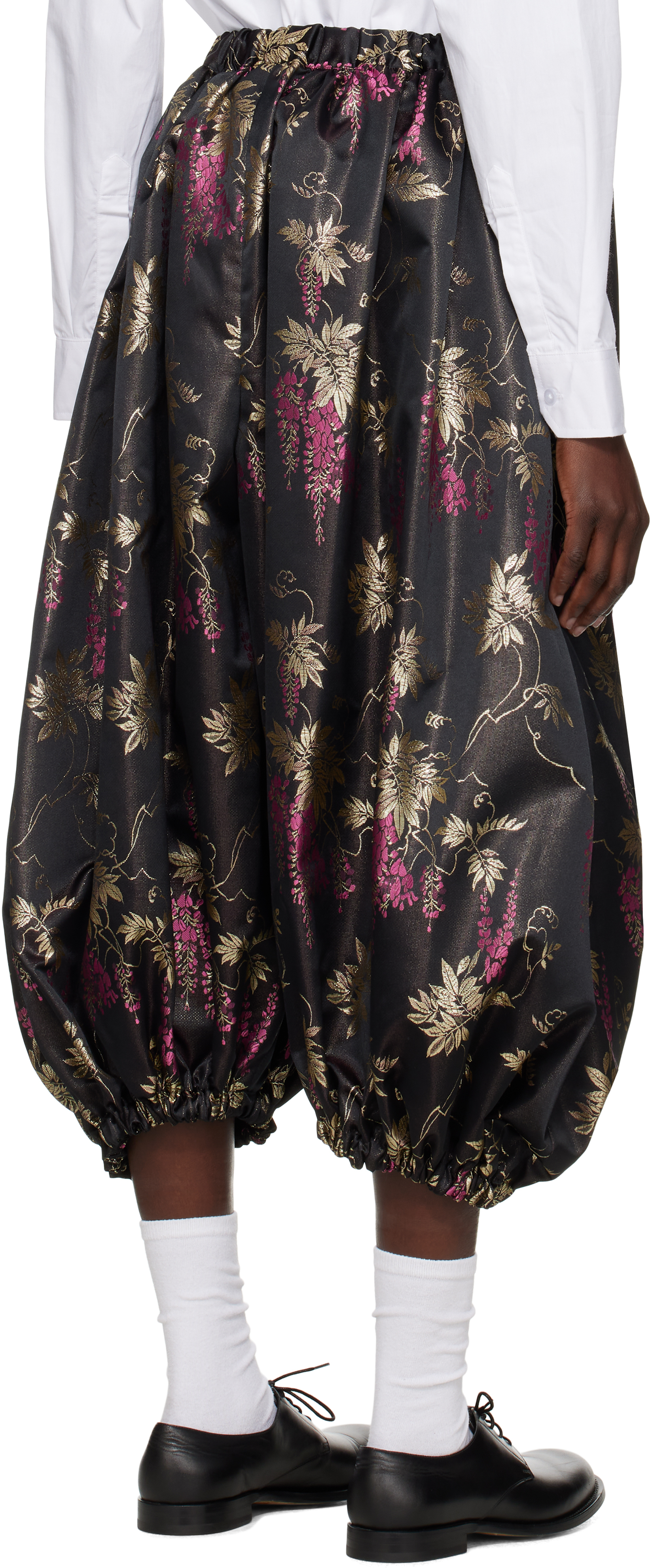Shop Comme Des Garçons Black Jacquard Trousers In Black/multi