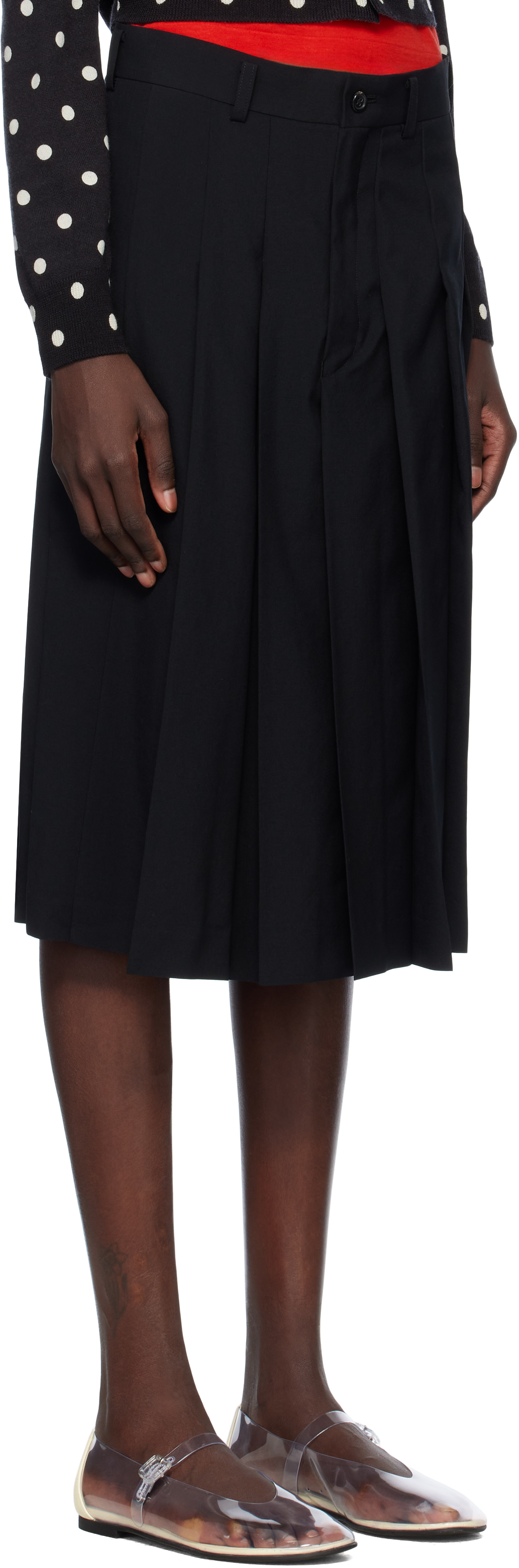 Shop Comme Des Garçons Black Wool Tropical Shorts