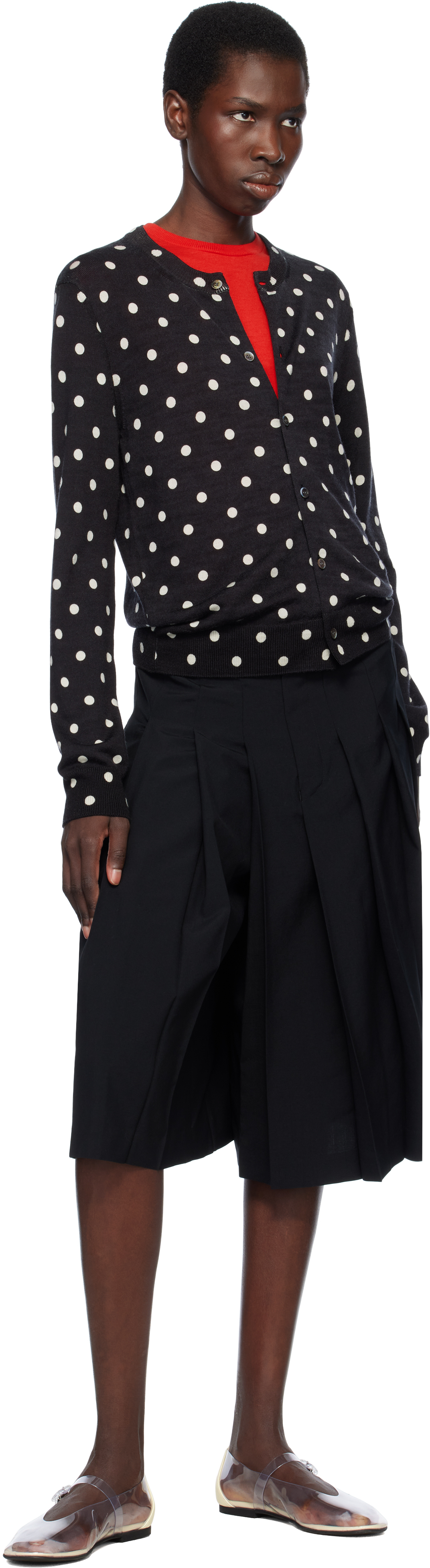 COMME DES GARÇONS BLACK WOOL TROPICAL SHORTS 