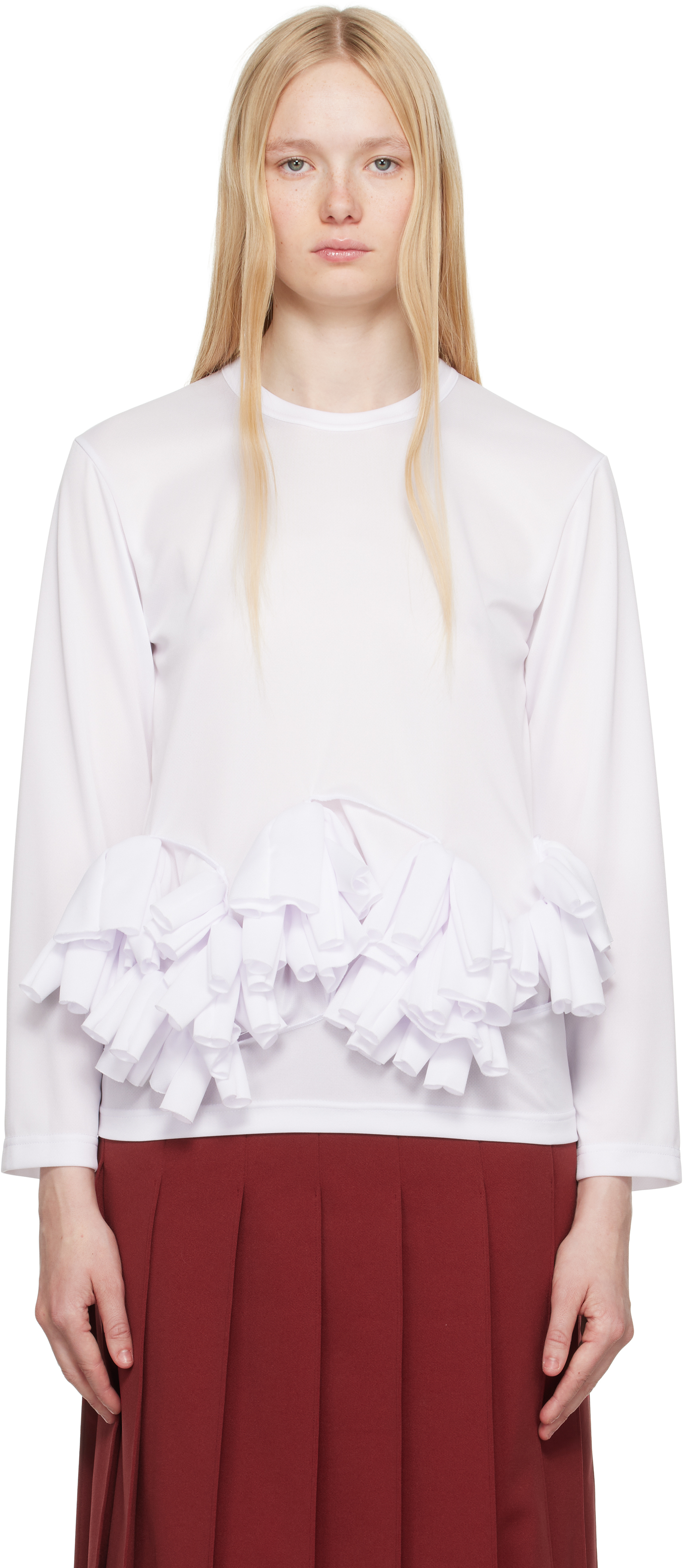 Comme Des Garçons White Polyester Back Pin Mesh T-shirt