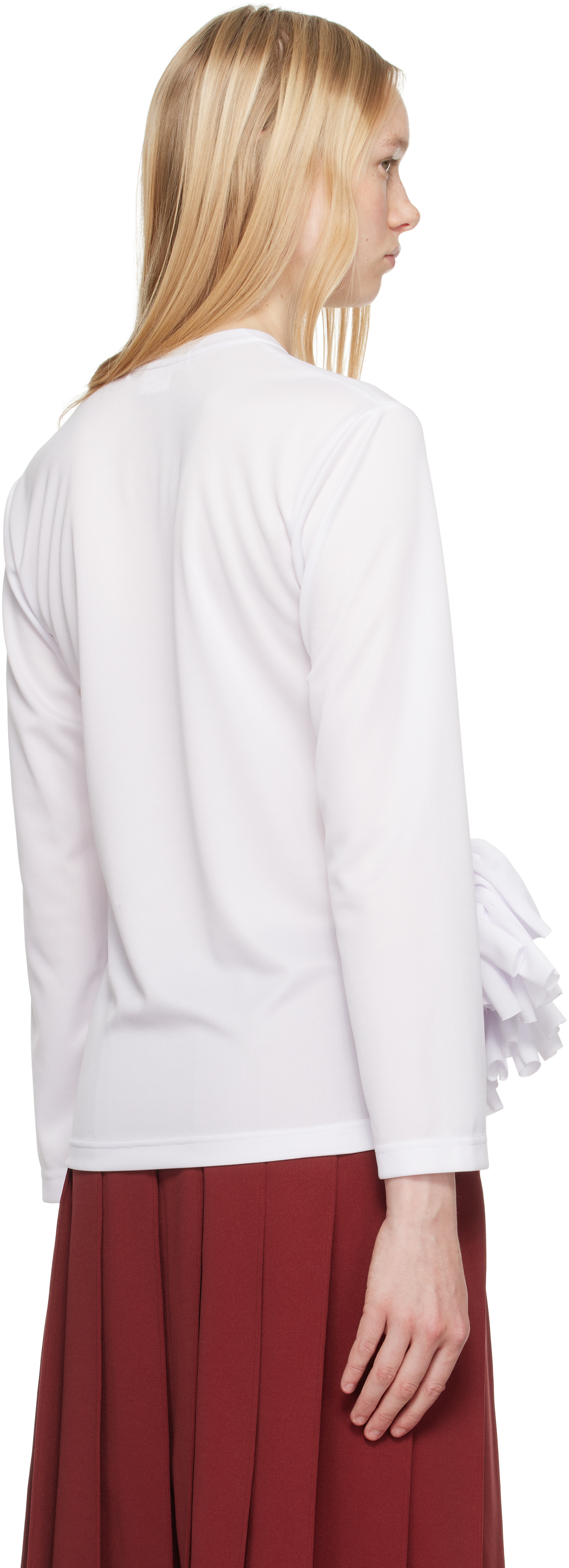COMME DES GARÇONS WHITE POLYESTER BACK PIN MESH T-SHIRT 