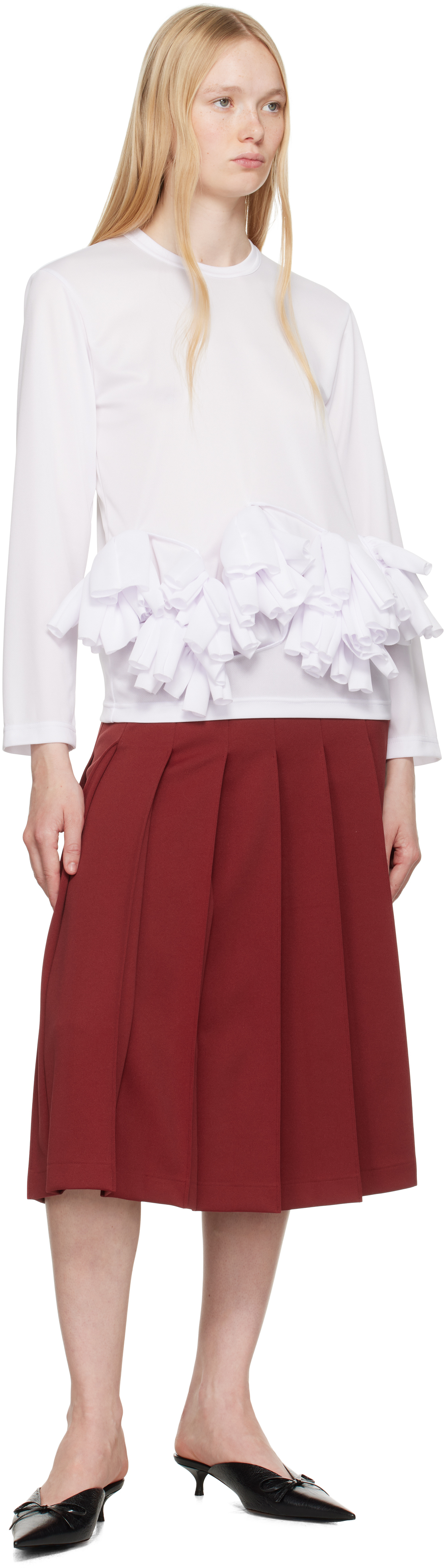 COMME DES GARÇONS WHITE POLYESTER BACK PIN MESH T-SHIRT 