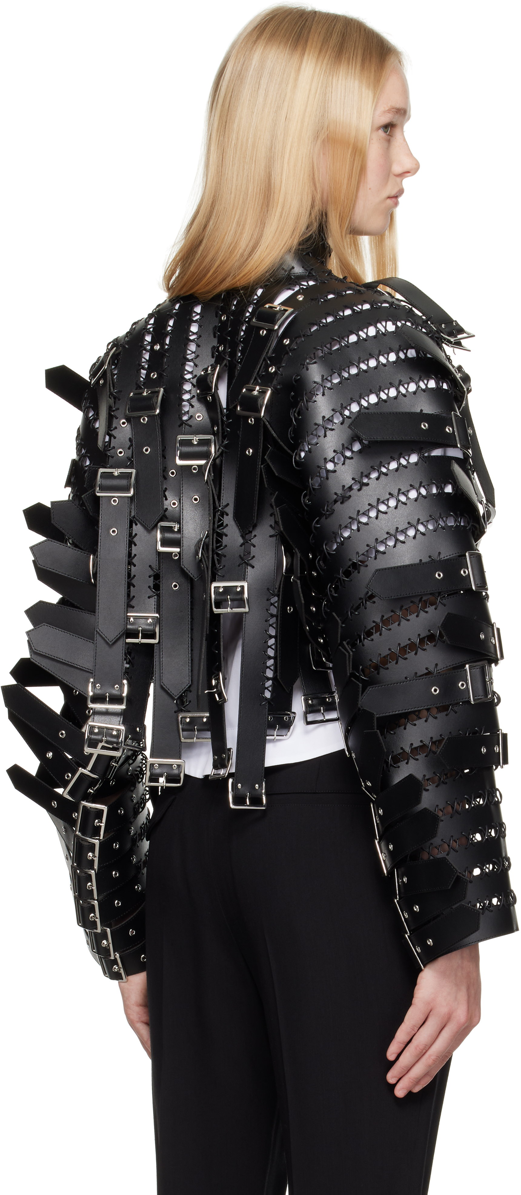 NOIR KEI NINOMIYA BLACK SYNTHETIC FAUX-LEATHER JACKET 
