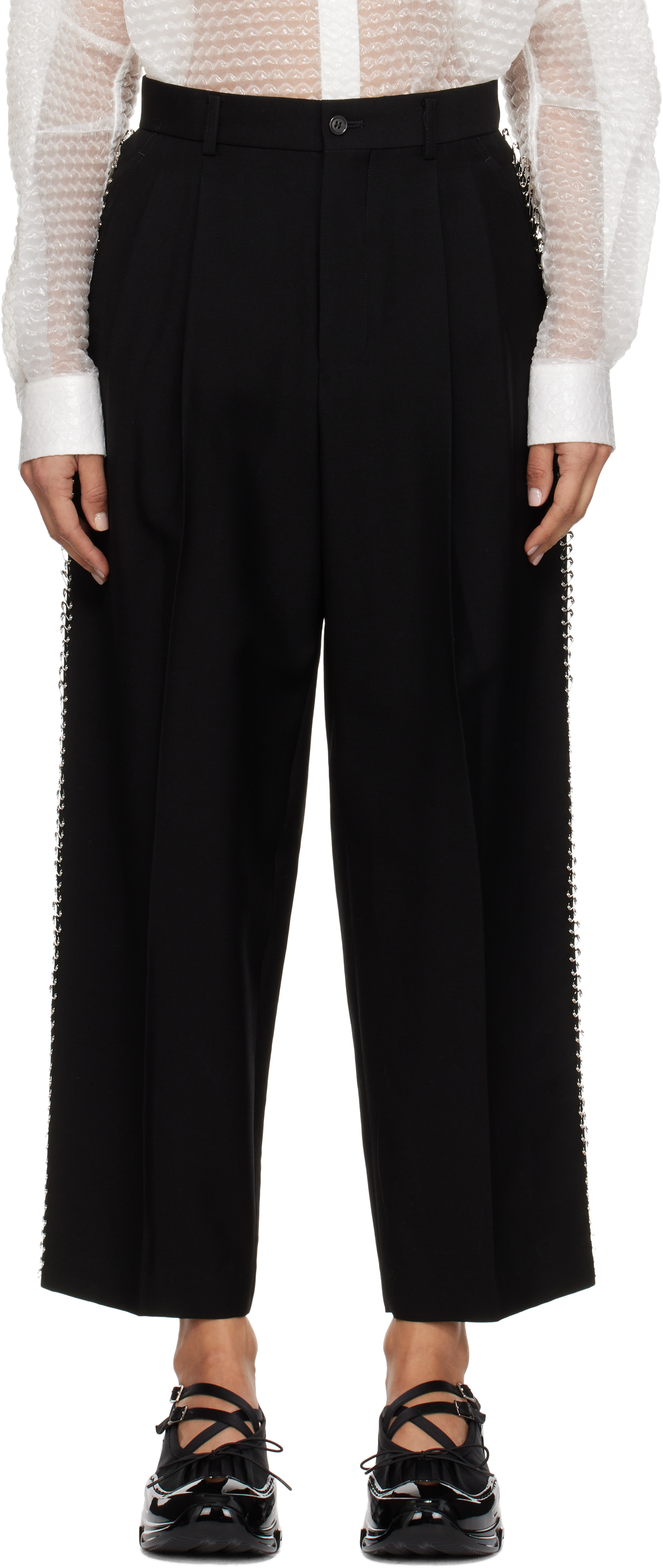 Black Safety Pin Trousers