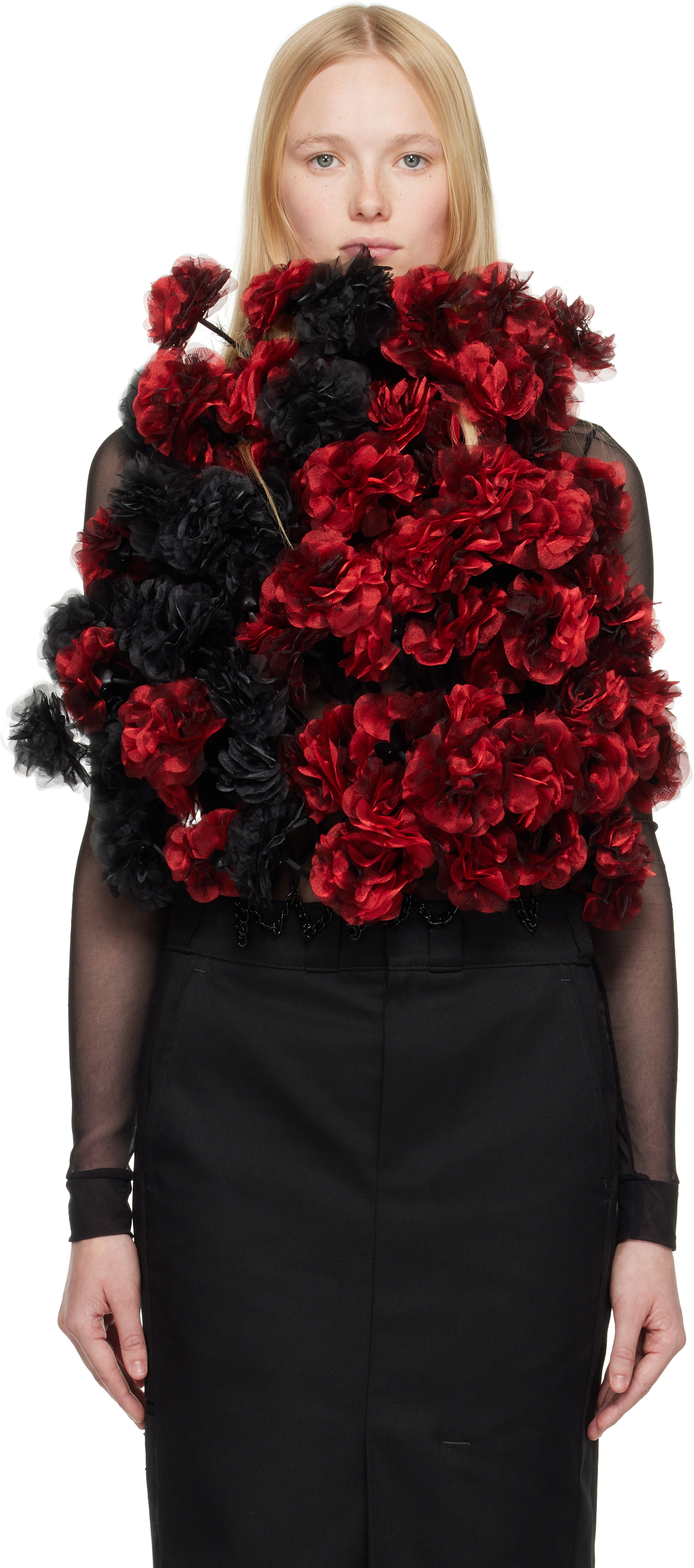Noir Kei Ninomiya Red & Black Floral Top