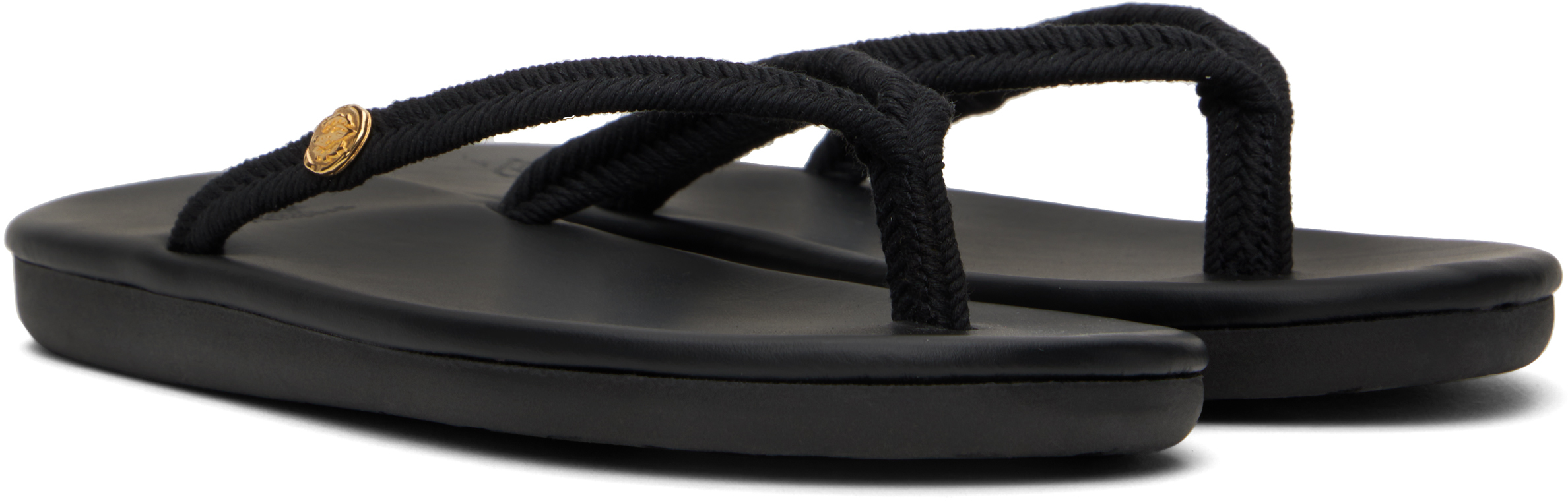 Ancient Greek Sandals Black Saionara Rope Flip-flops In Black