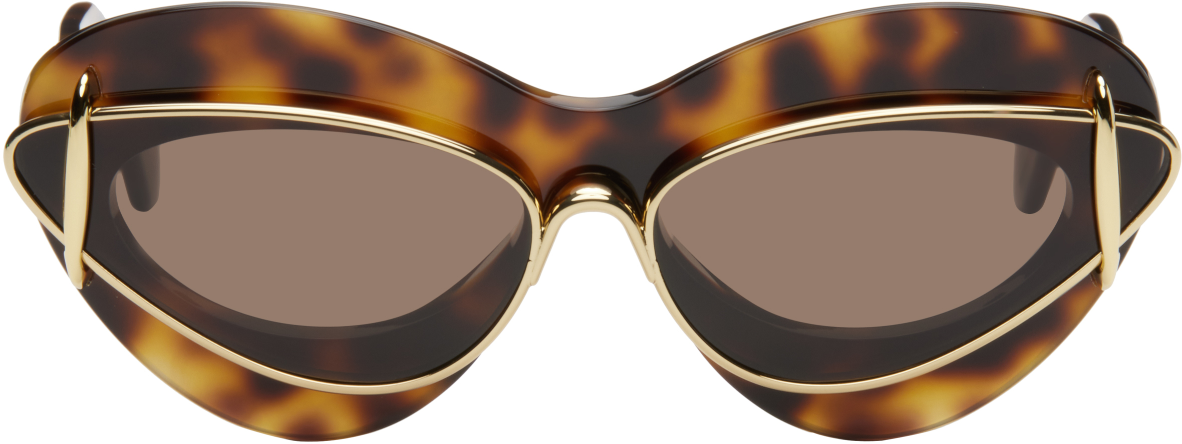 Brown Cateye Double Frame Sunglasses