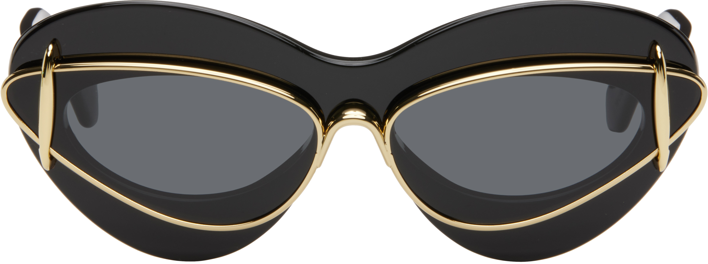 LOEWE BLACK CATEYE DOUBLE FRAME SUNGLASSES 