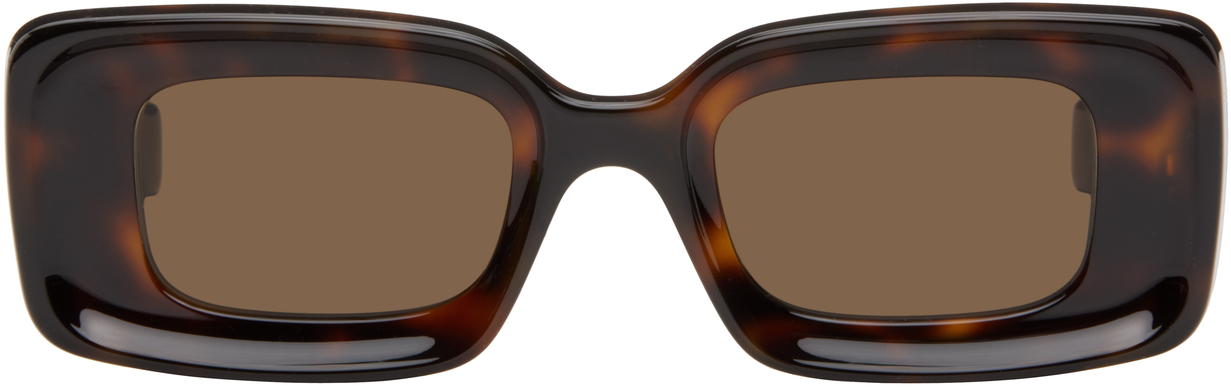 Shop Loewe Brown Rectangular Sunglasses In Dark Havana / Brown