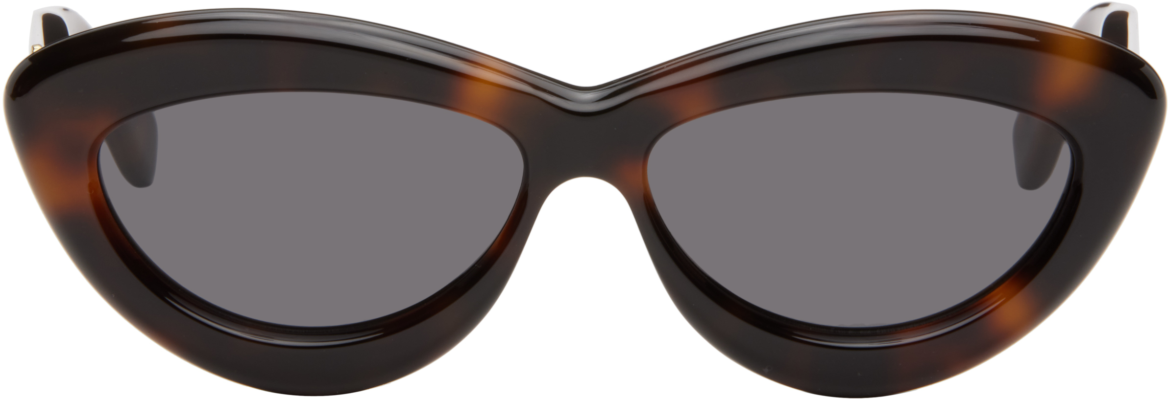 Shop Loewe Brown Curvy Sunglasses In 52a Dark Havana / Sm