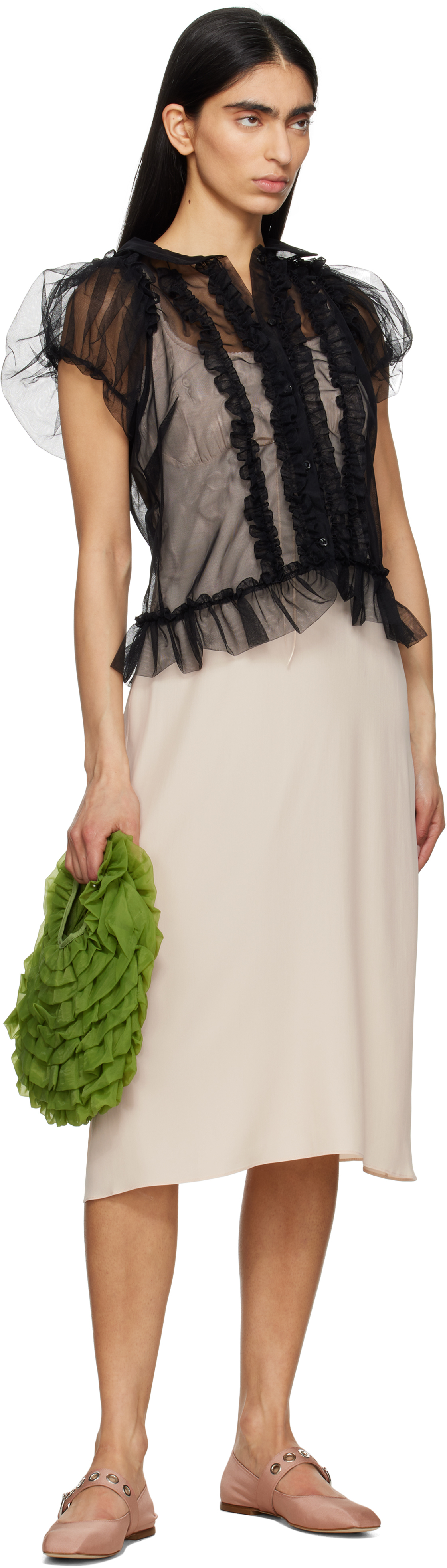 Sandy Liang Green Napa Bag In Chartreuse