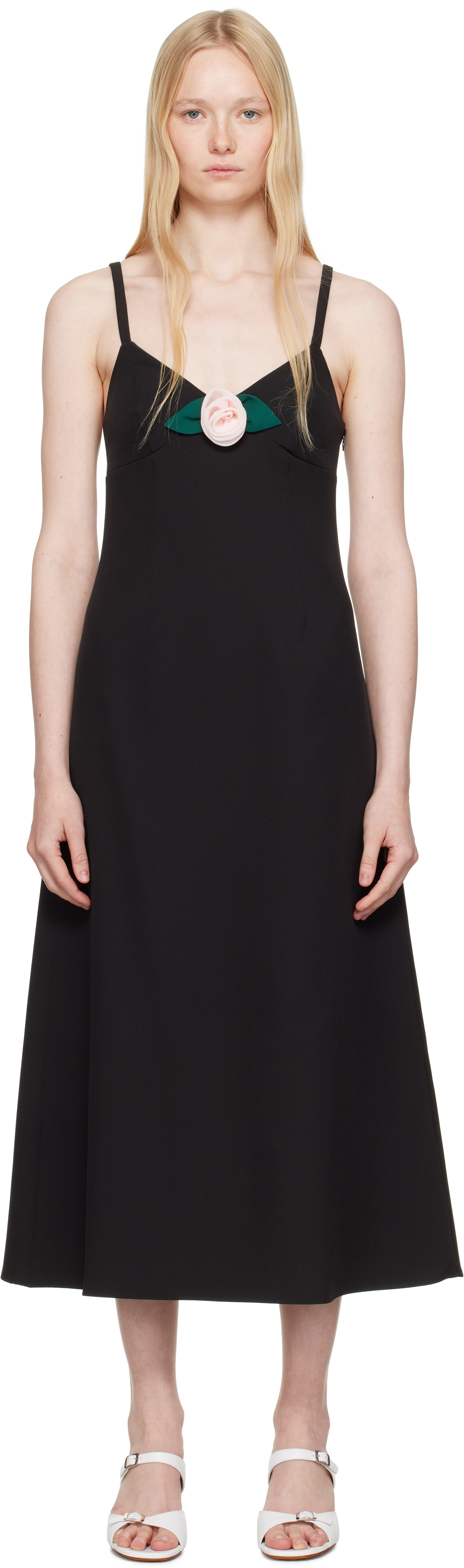 Sandy Liang Black Pilton Midi Dress