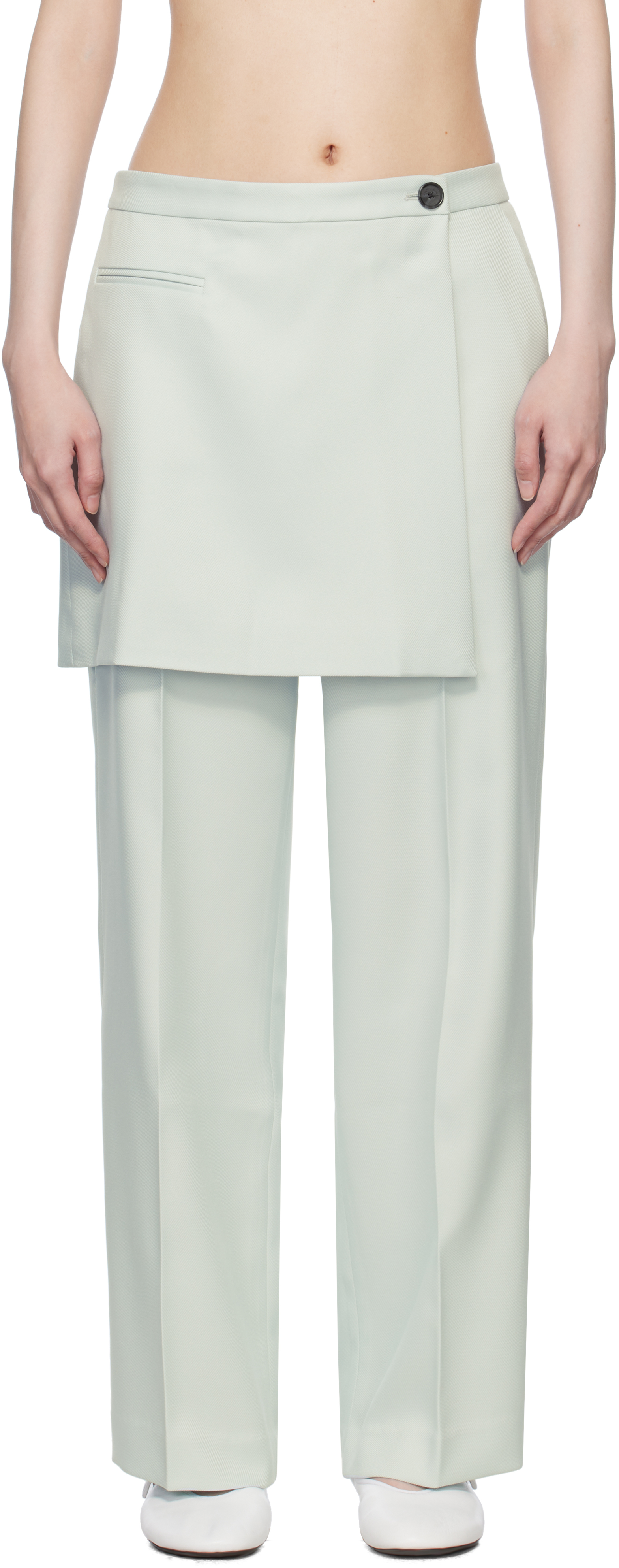 【関税込み】Sandy Liang ブルー Crosby トラウザーズ Sandy Liang: Blue Crosby Trousers | SSENSE