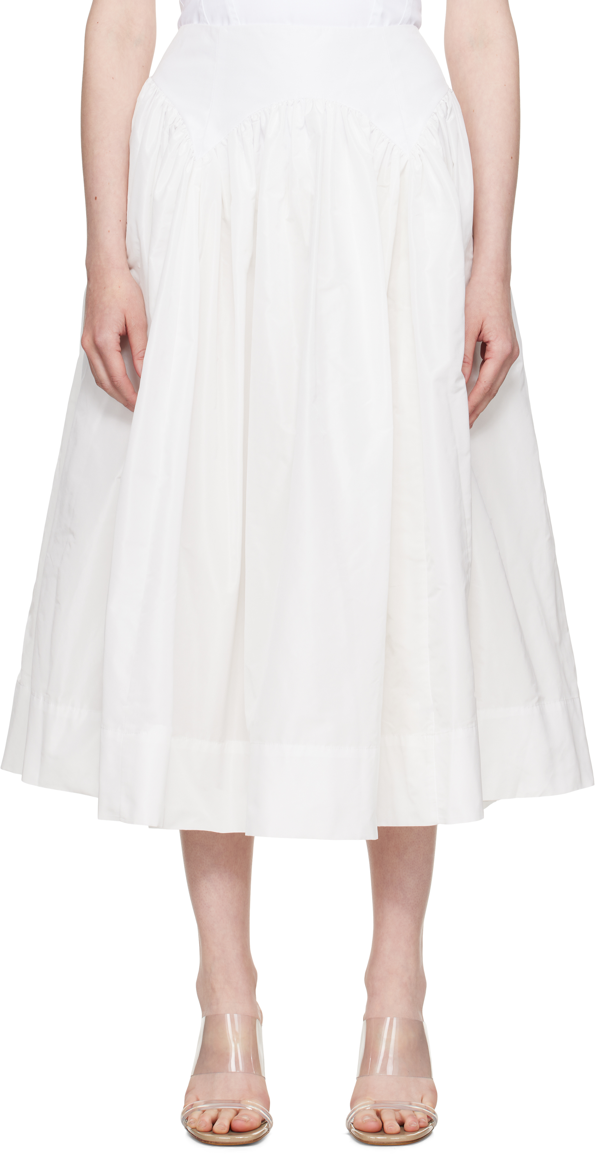 Sandy Liang: White Torcello Midi Skirt | SSENSE Sandy Liang: White Torcello Midi Skirt | SSENSE
