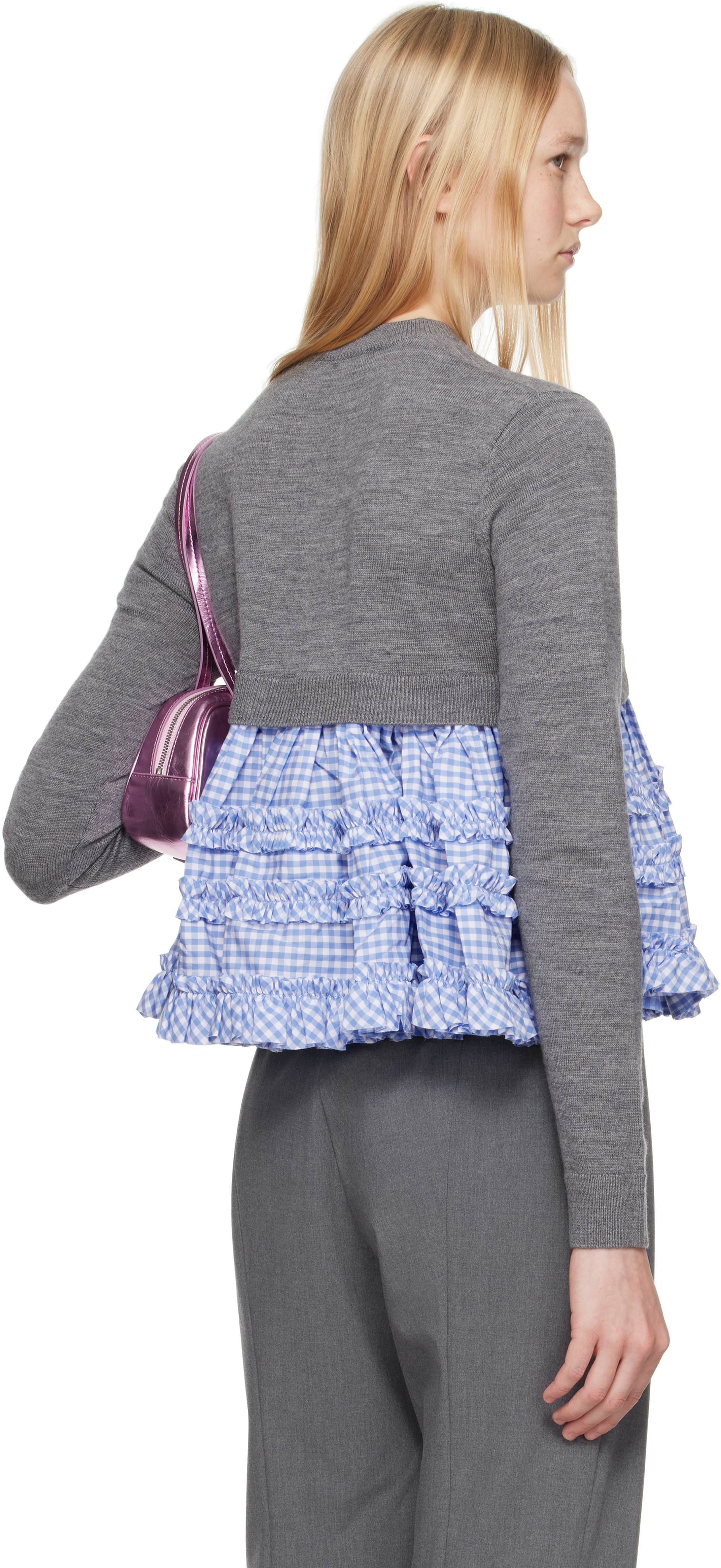 Sandy Liang Gray & Blue Pawpaw Cardigan