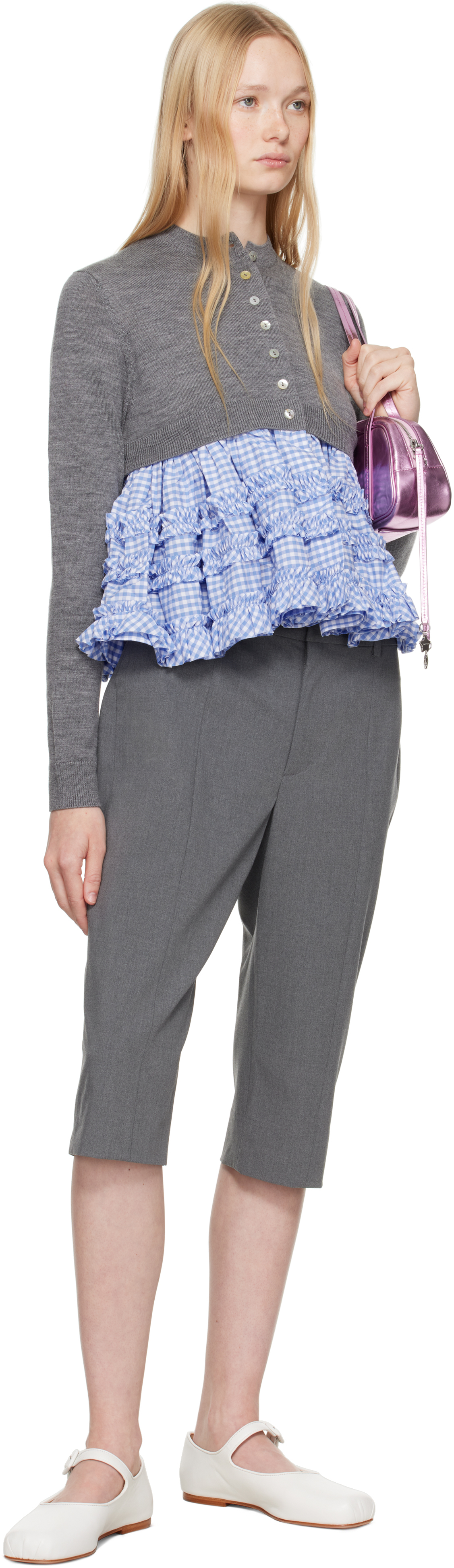 Sandy Liang Gray & Blue Pawpaw Cardigan