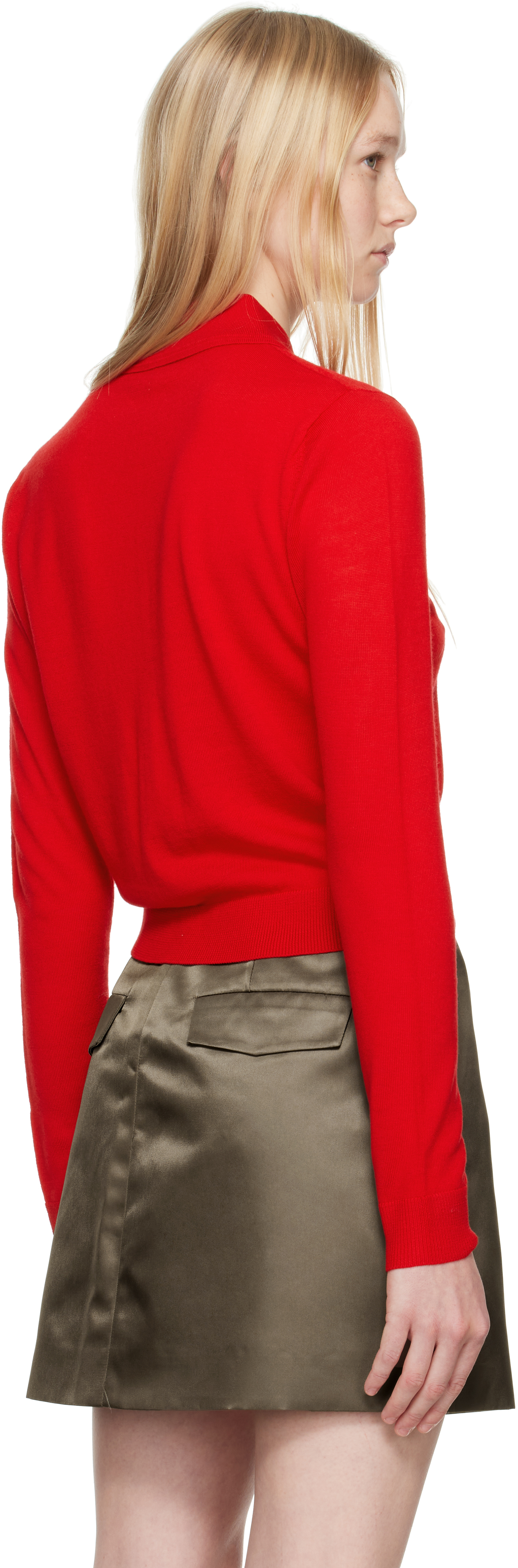 Sandy Liang Summers Merino Wool Cardigan In Red