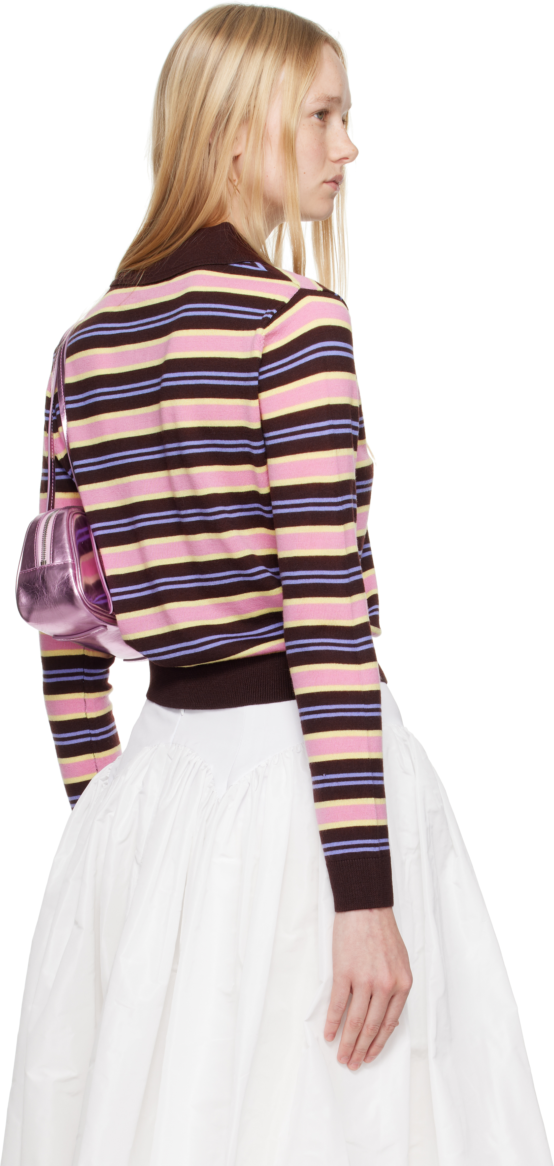 Sandy Liang Summers Stripe Merino Wool Cardigan
