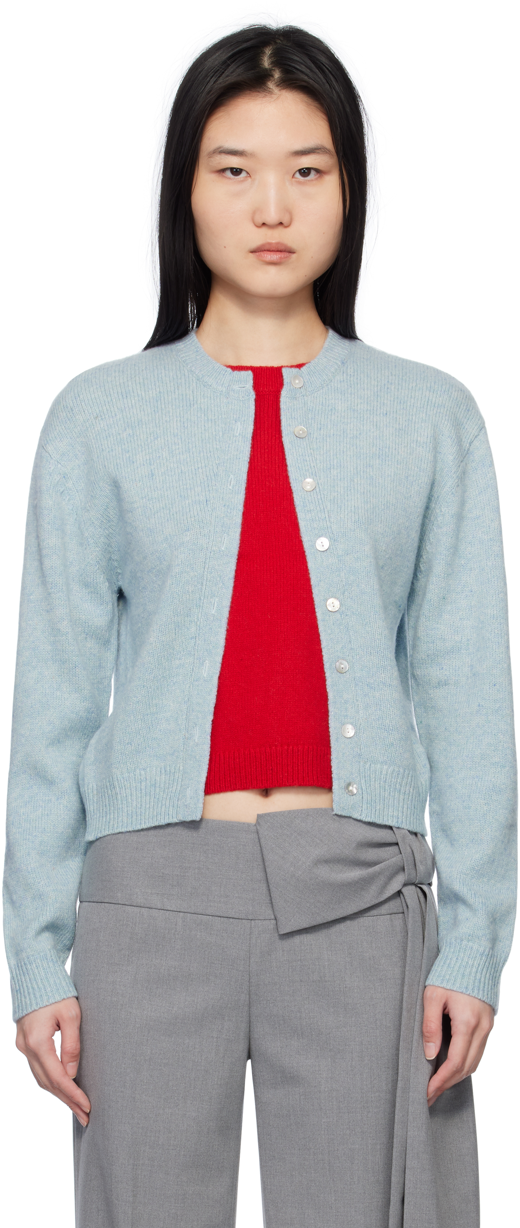 Sandy Liang Blue & Red Newt Sweater In Light Blue