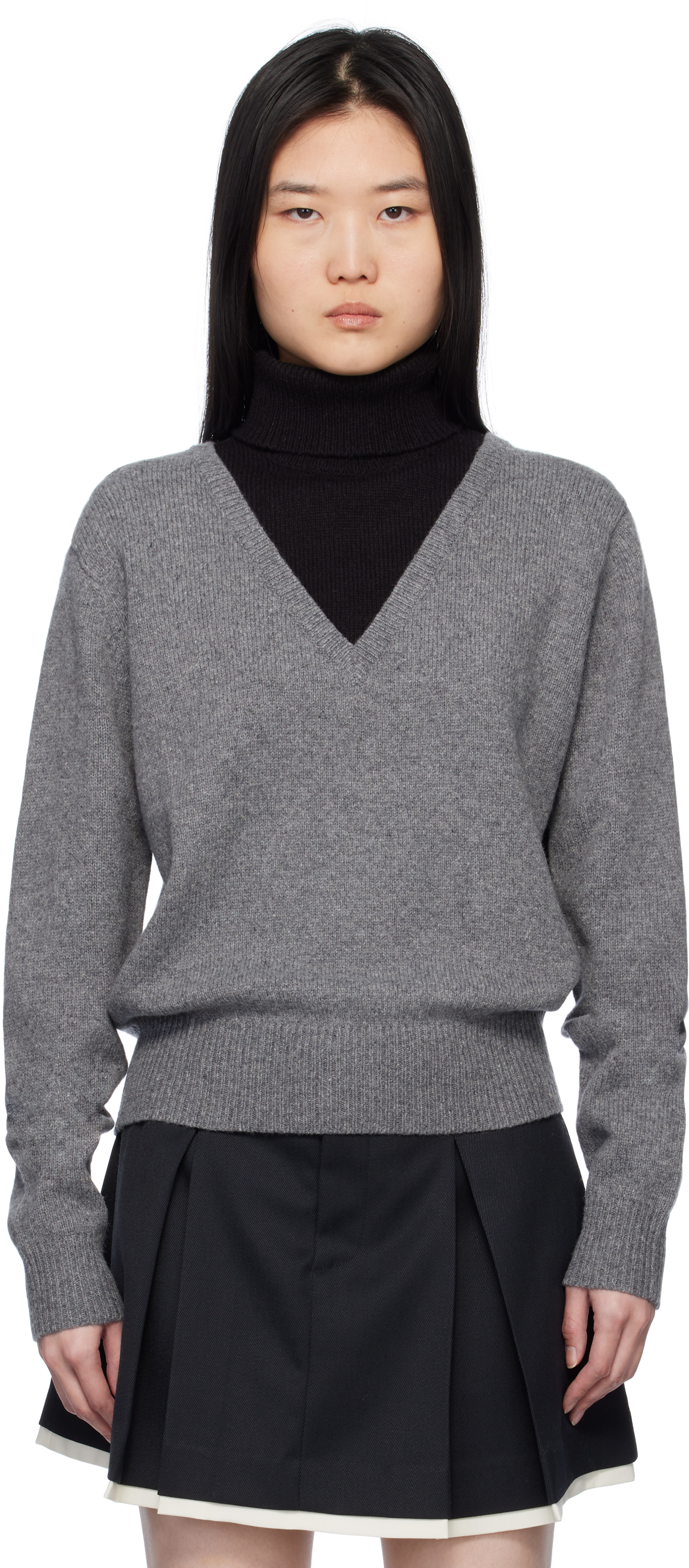 Gray & Black Bamboo Turtleneck