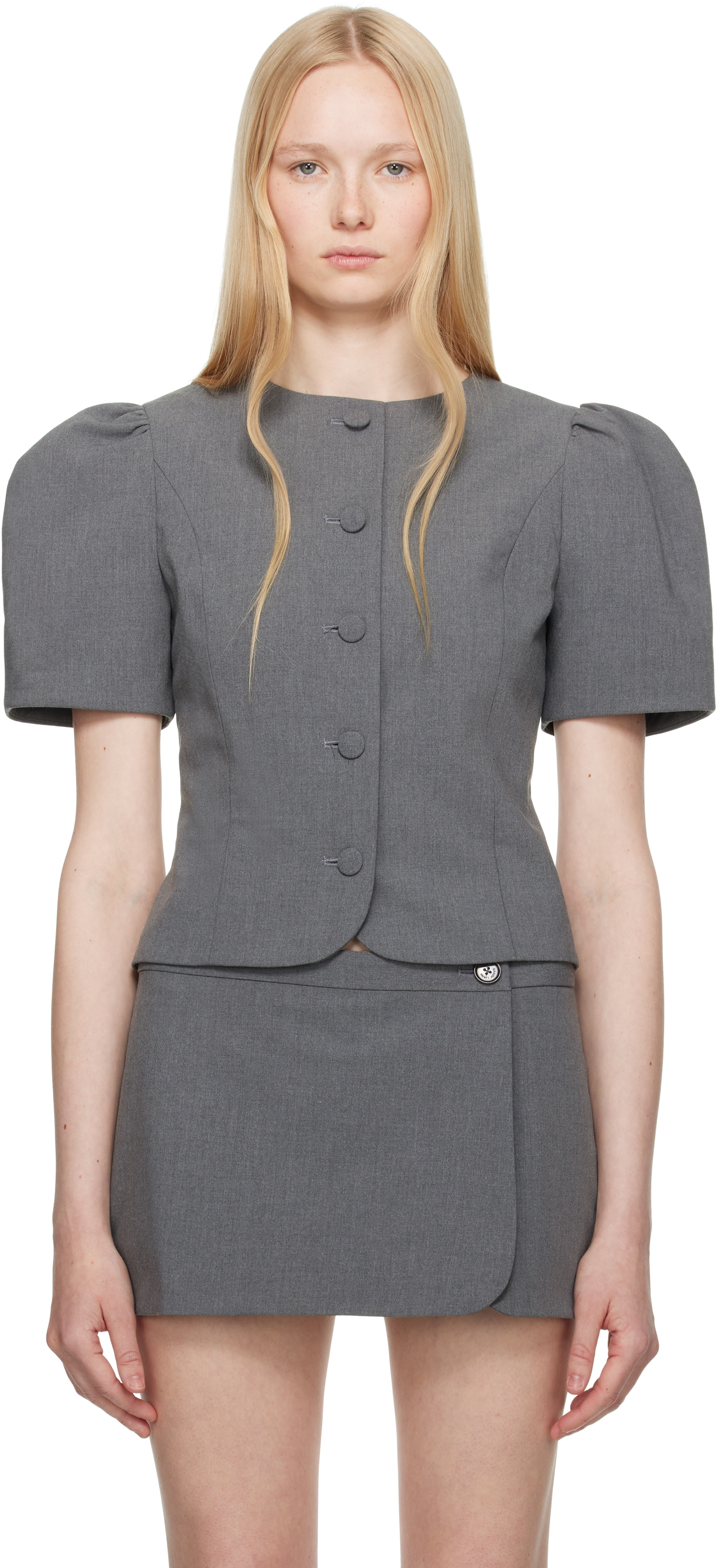 Sandy Liang Grey Bonny Blouse