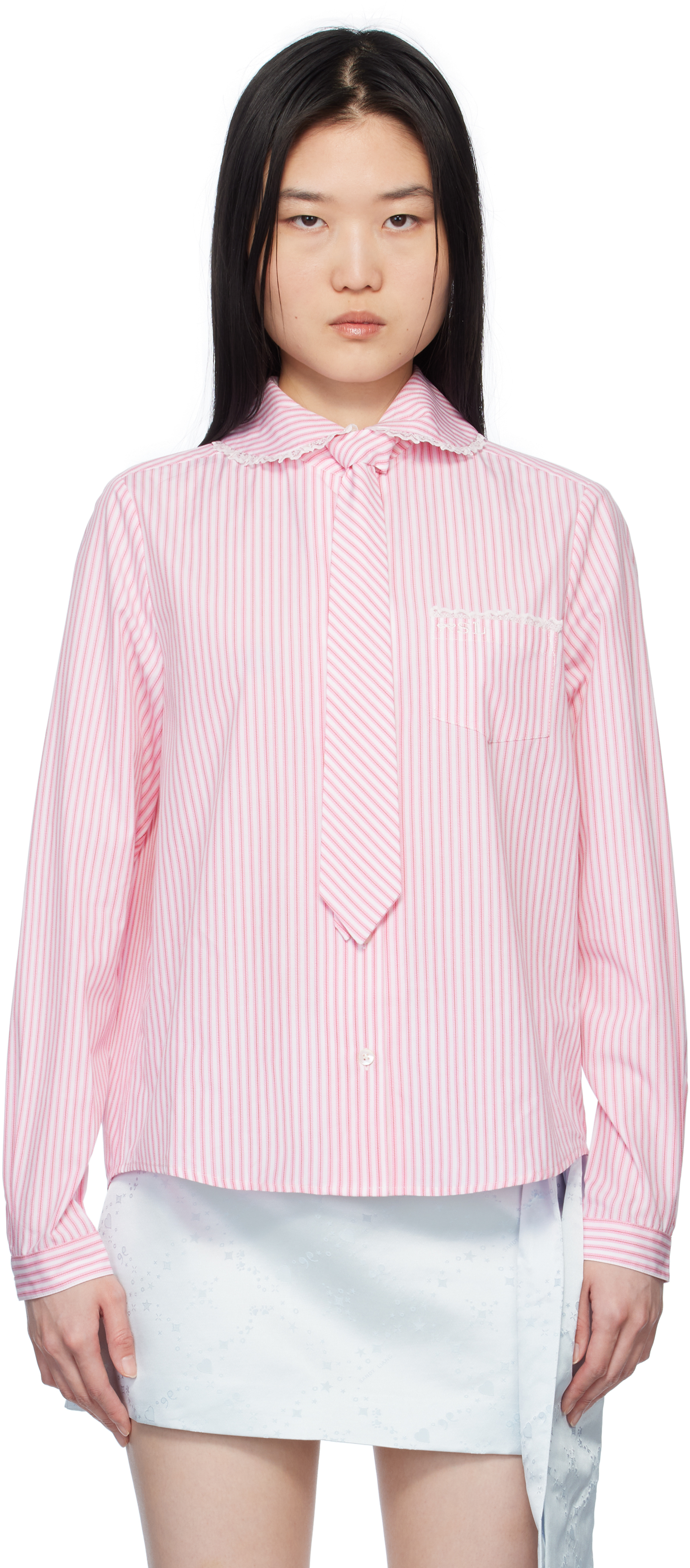 Sandy Liang Pink Cardiff Shirt In Pink Multi