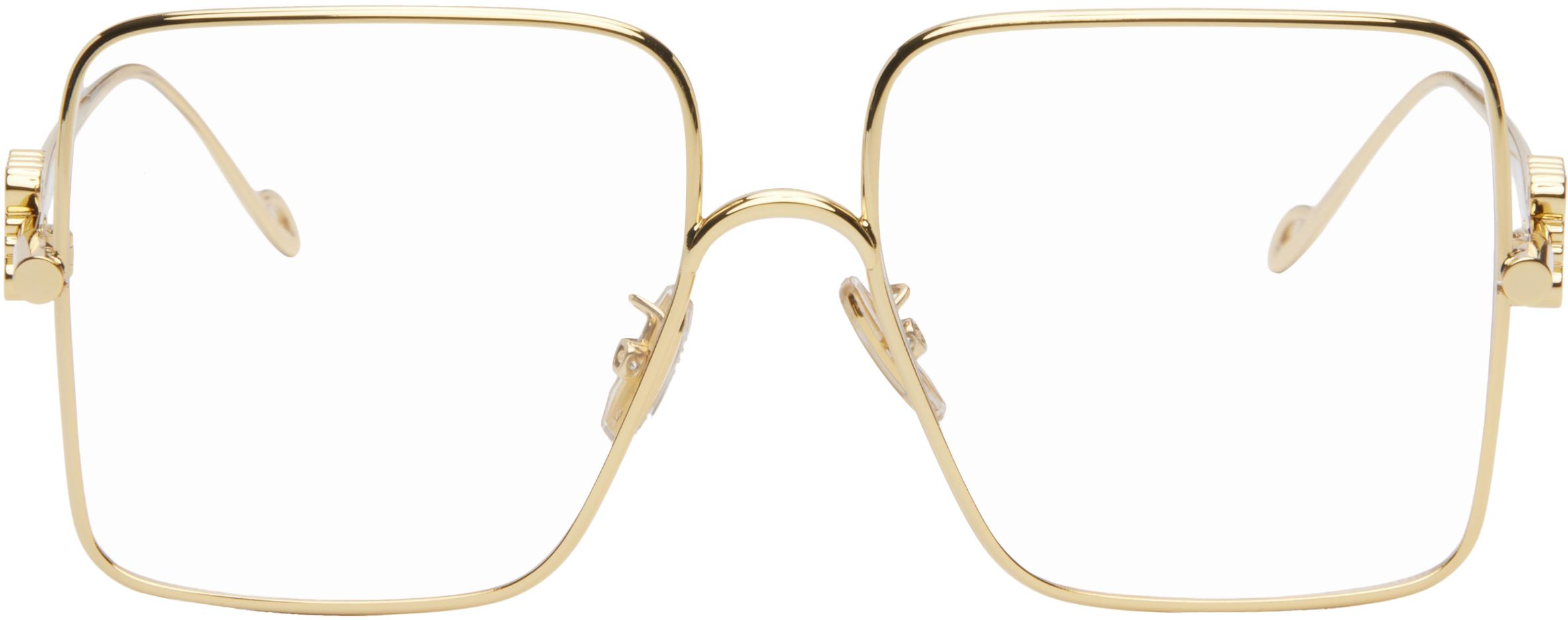 Shop Loewe Gold Oversized Square Retro Glasses In Shiny Endura Gold