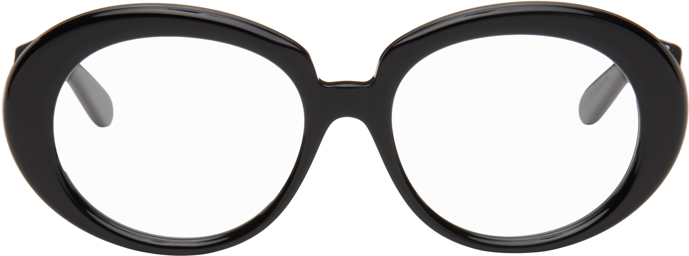 【大人気】LOEWE ブラック Curvy メガネ LOEWE: ブラック Curvy メガネ | SSENSE 日本