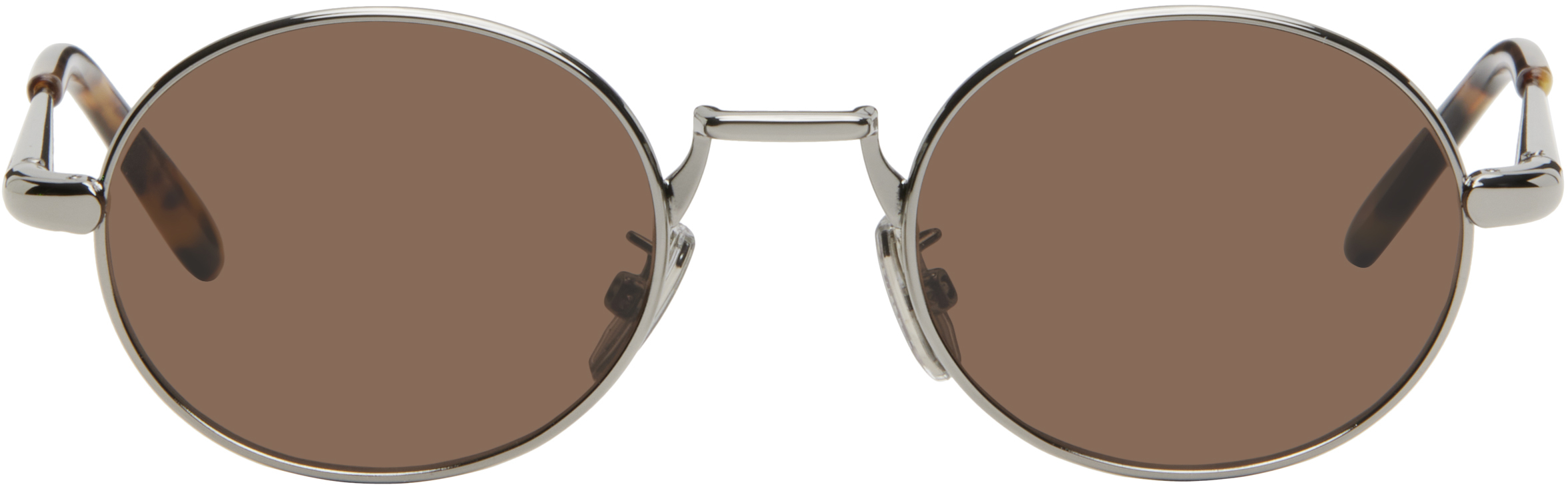 Silver Groove Oval Sunglasses