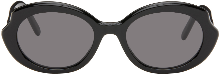 Black Mini Oval Slim Sunglasses