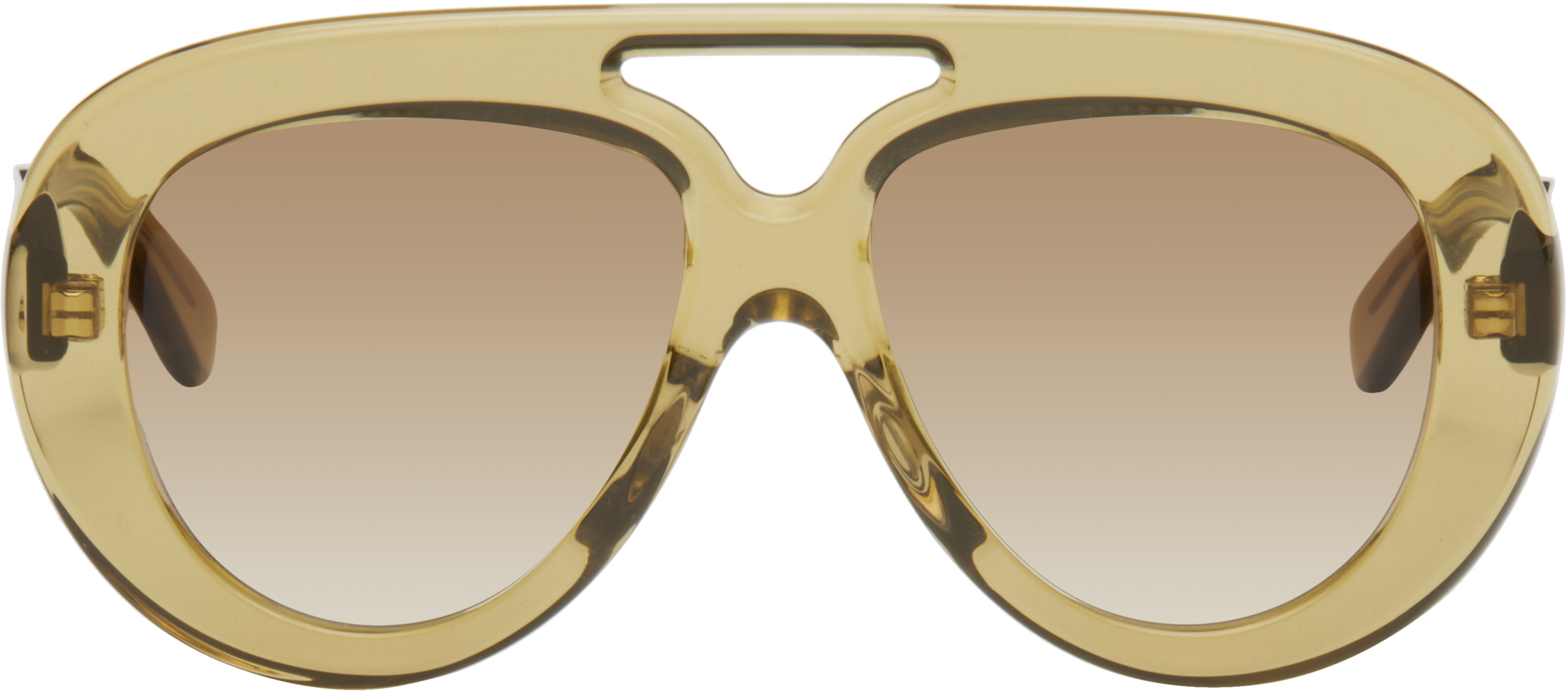 Khaki Round Spoiler Aviator Sunglasses