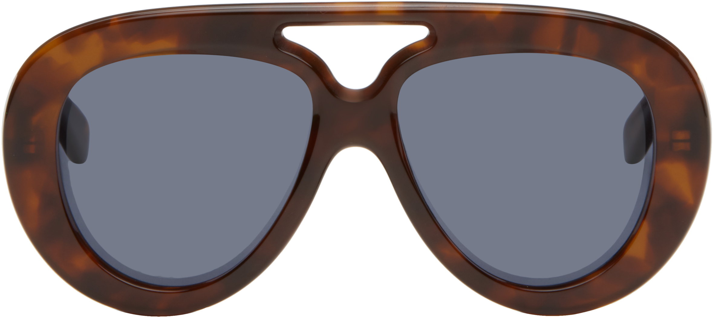 Brown & Black Round Spoiler Aviator Sunglasses