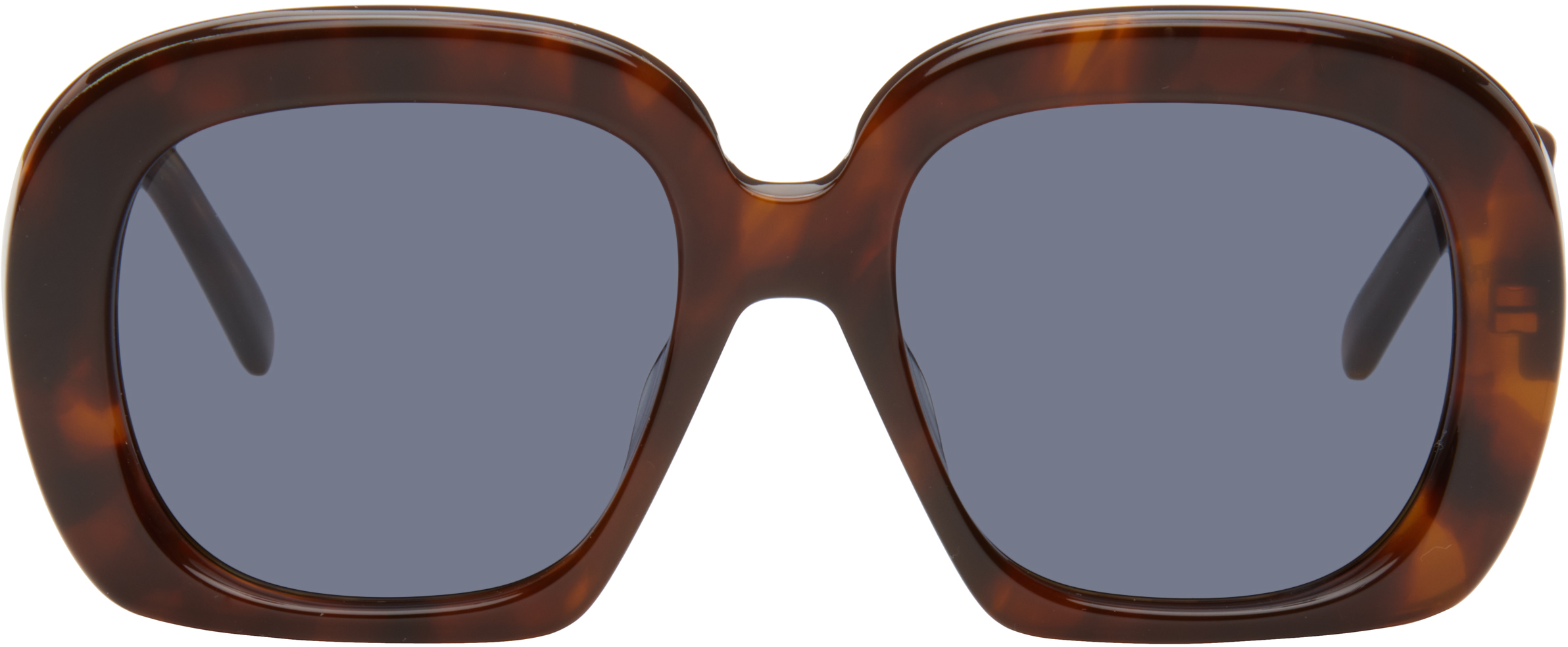 Shop Loewe Brown Curvy Sunglasses In Blonde Havana / Blue