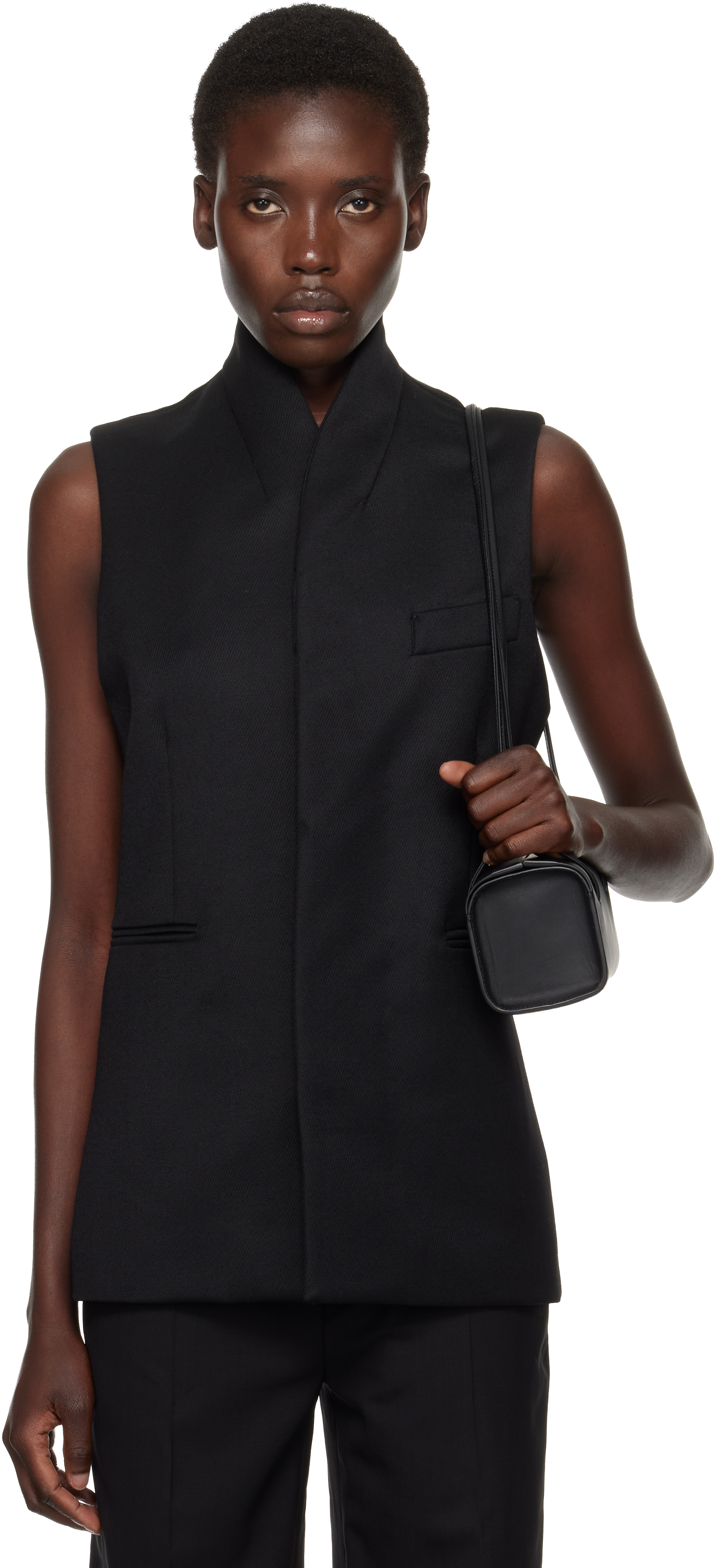 Black Shawl Lapel Vest