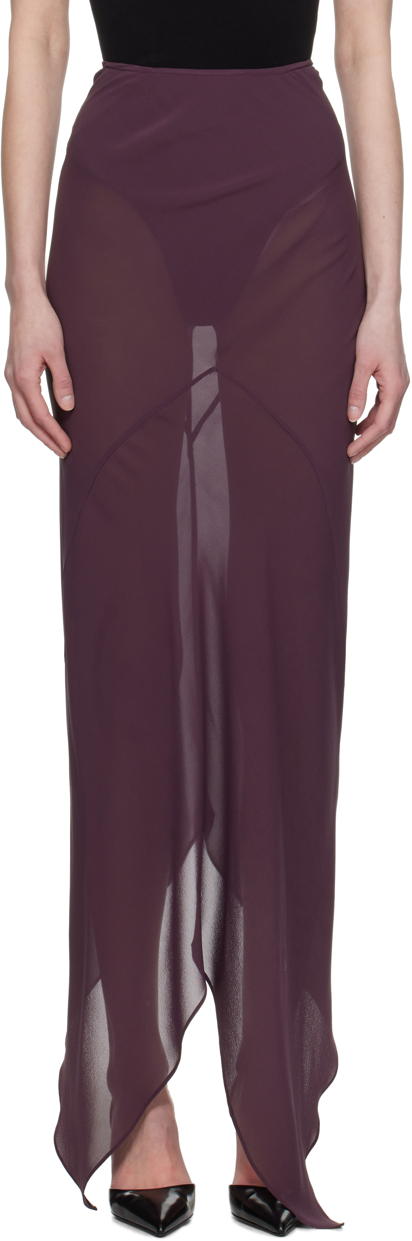 Purple Paneled Midi Skirt