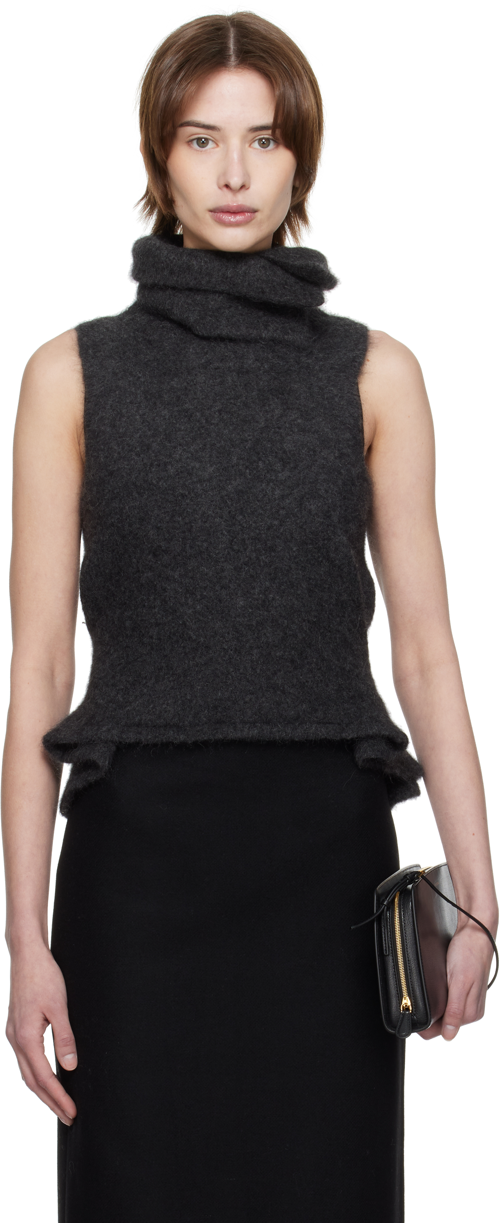 【関税込み】AARON ESH ブラック ショールカラー ベスト aaron-esh-black-darted-neck-