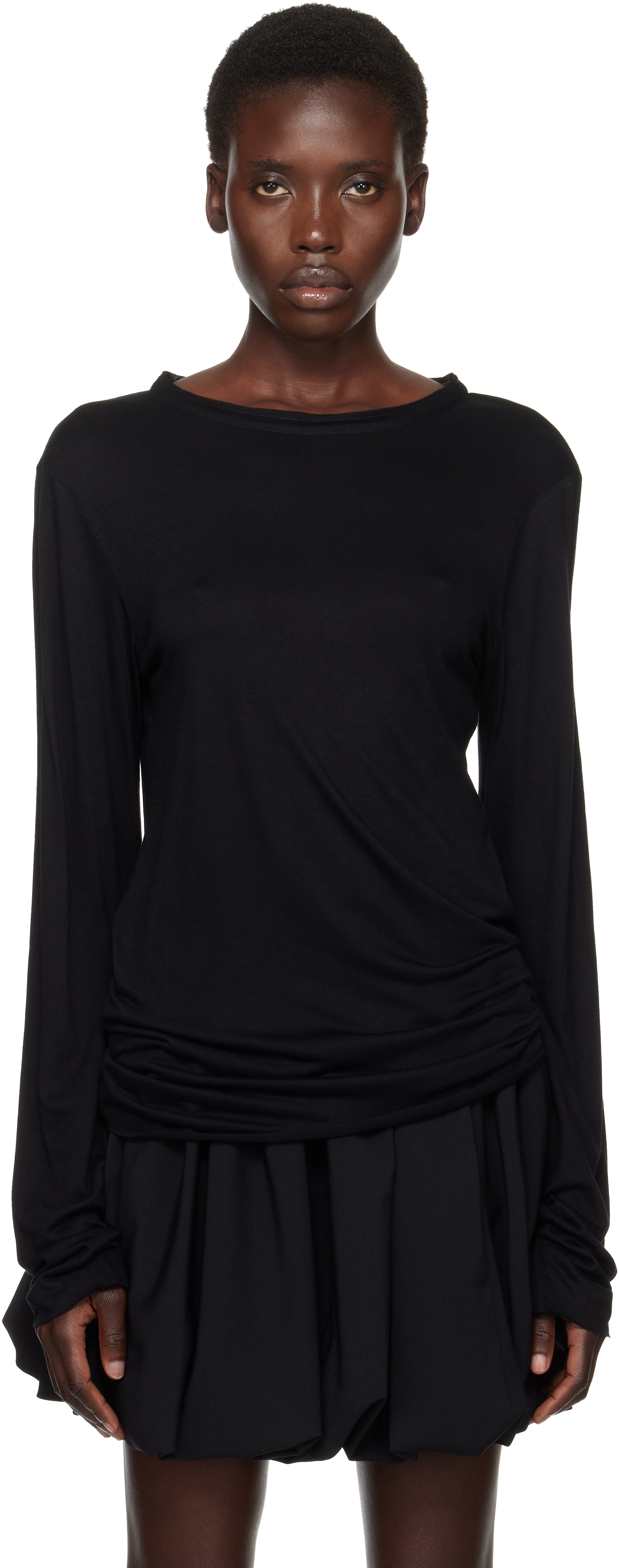 Black Satin Trim T-shirt