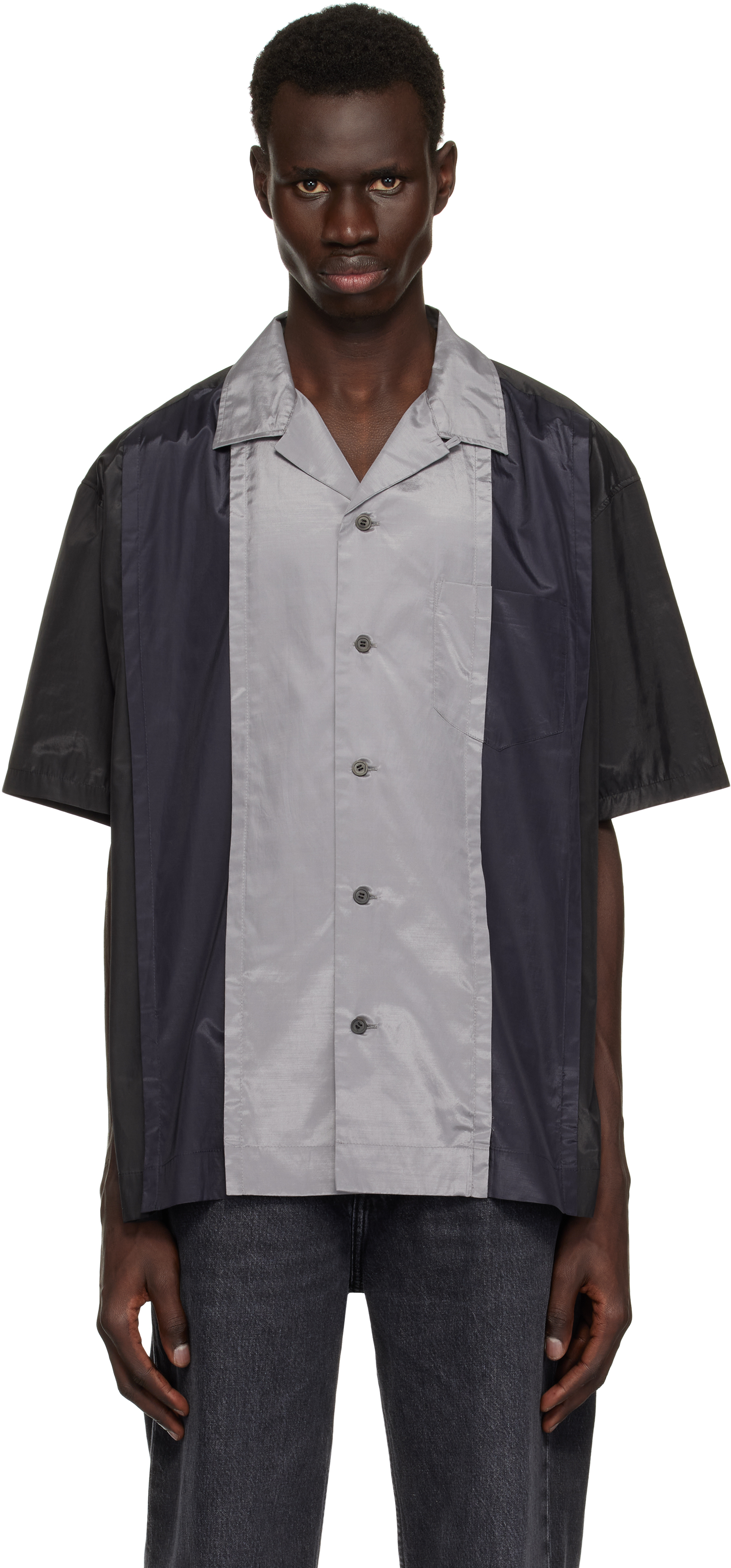 Black 
Navy Polyester Cotton Taffeta Shirt