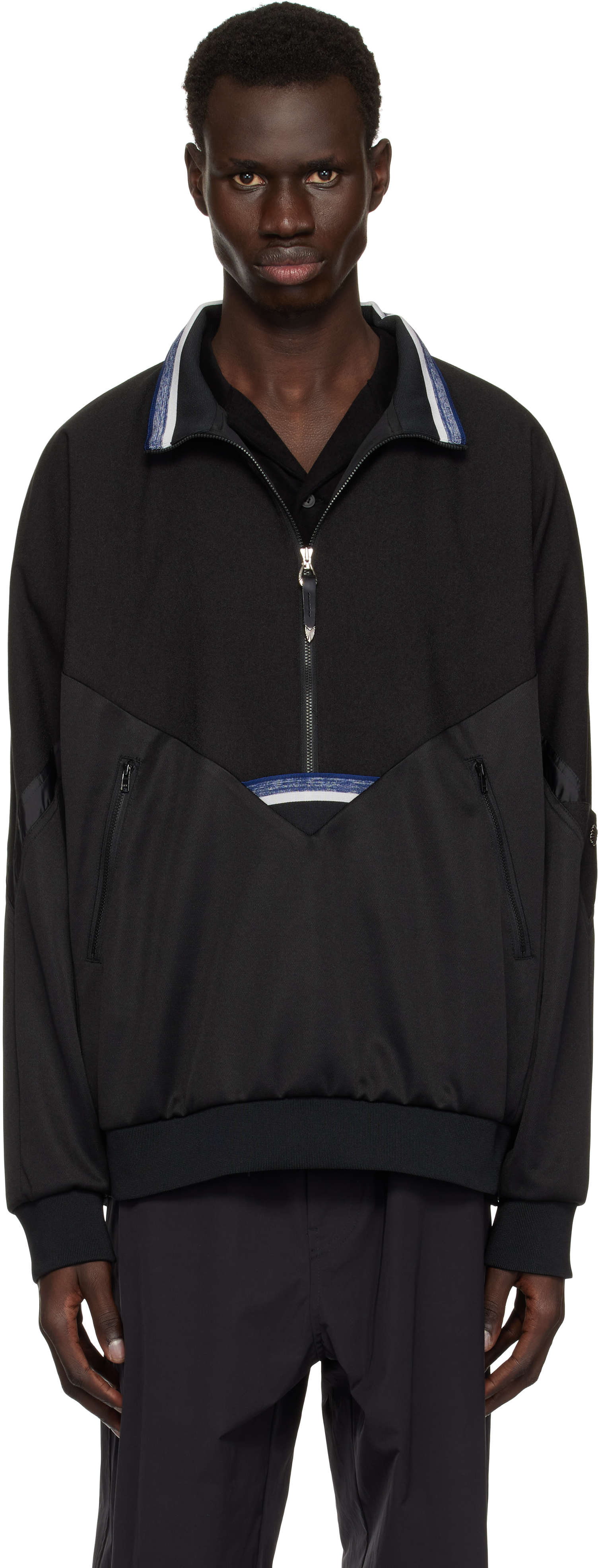 Black Half-Zip Track Jacket