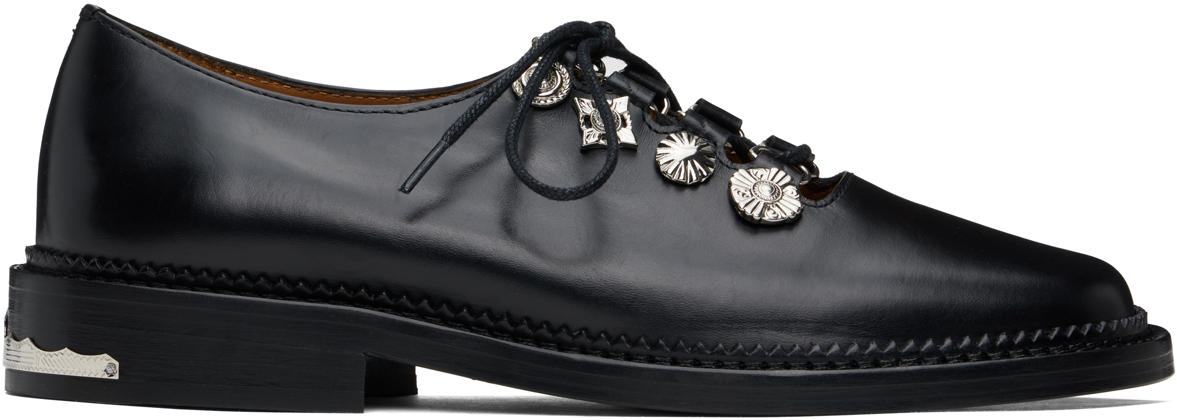 Black Hard Leather Derbys